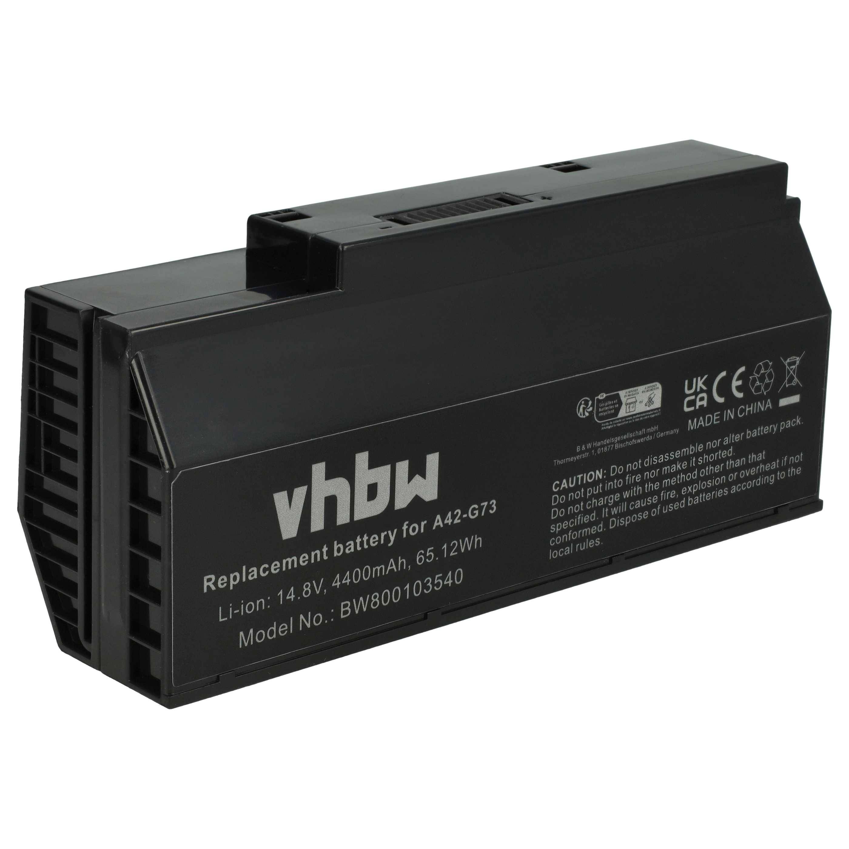 vhbw 1x Akku Ersatz für Asus G73-52 | für Notebook (4400 mAh, 14,8 V, Li-Ion)