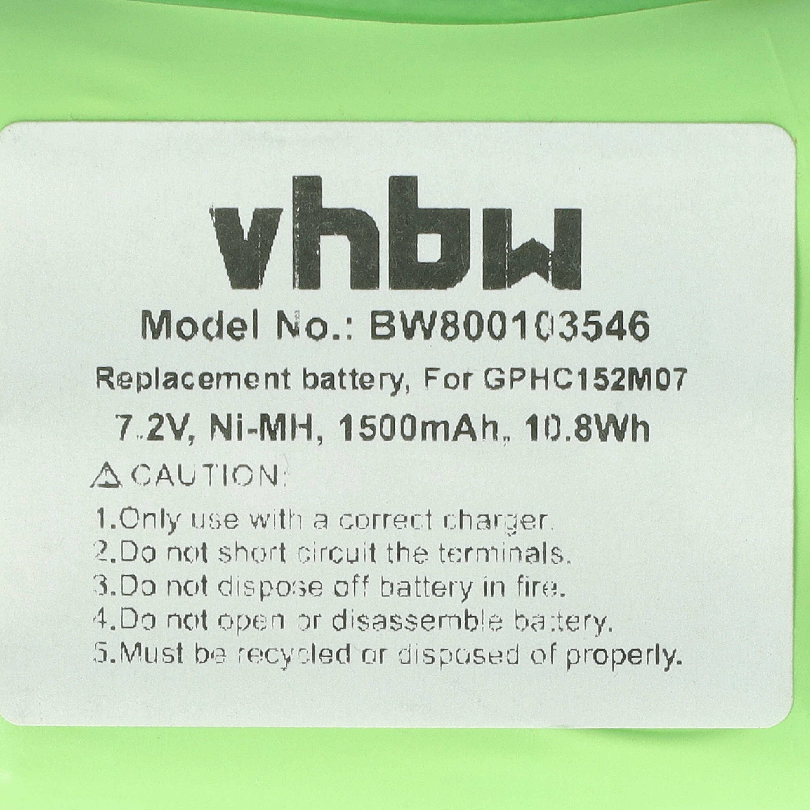 vhbw Akku Ersatz für AEG GPHC152M07 für Staubsauger (1500 mAh, 7,2 V, NiMH)