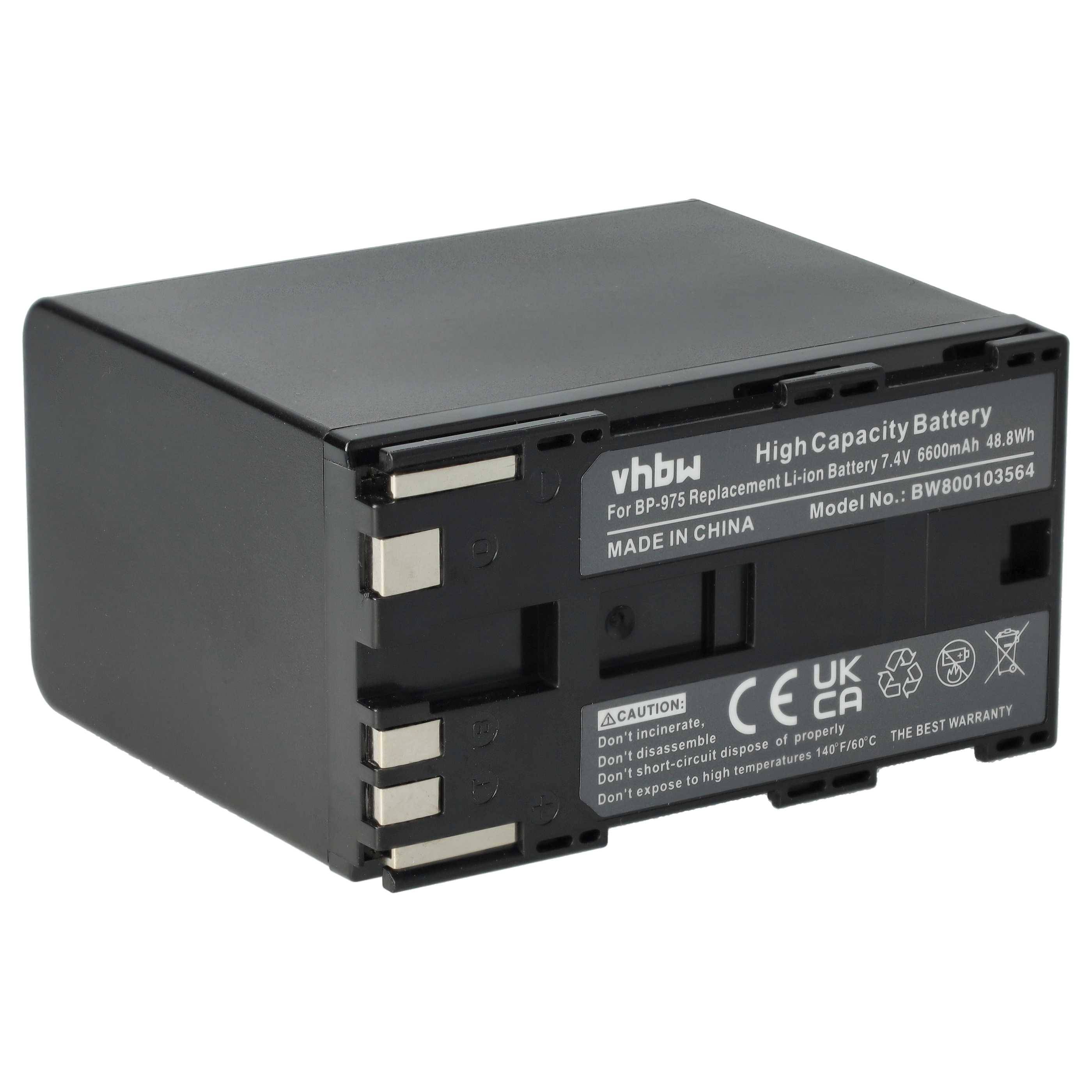 vhbw Akku kompatibel mit Canon EOS C100, C500, C500 PL, C300, C300 PL Videokamera Camcorder (6600 mAh, 7,4 V, Li-Ion)