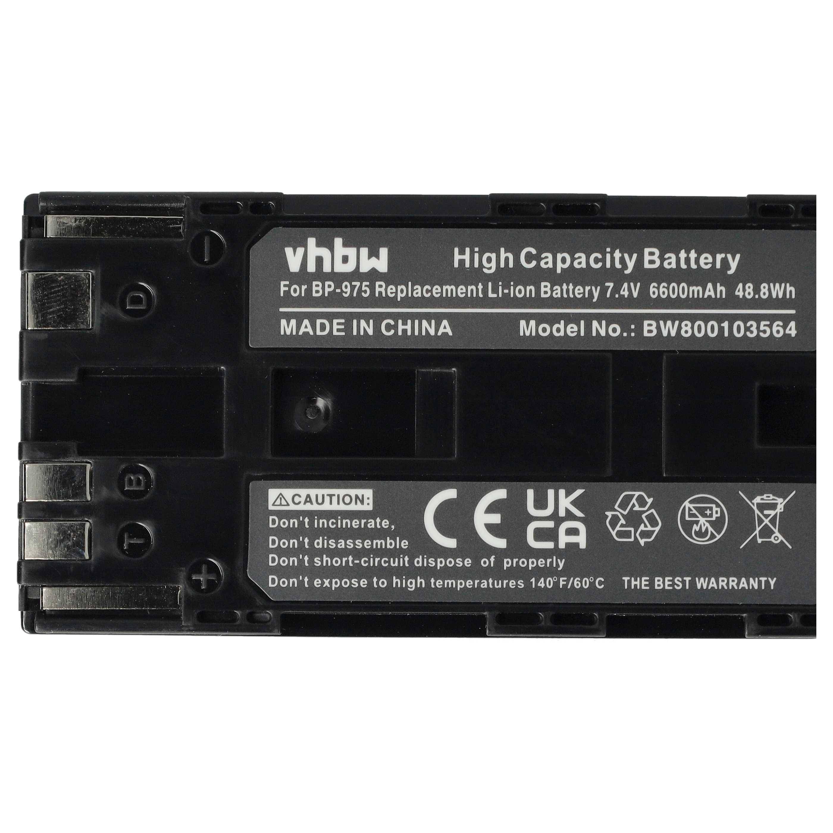 vhbw Akku kompatibel mit Canon EOS C100, C500, C500 PL, C300, C300 PL Videokamera Camcorder (6600 mAh, 7,4 V, Li-Ion)