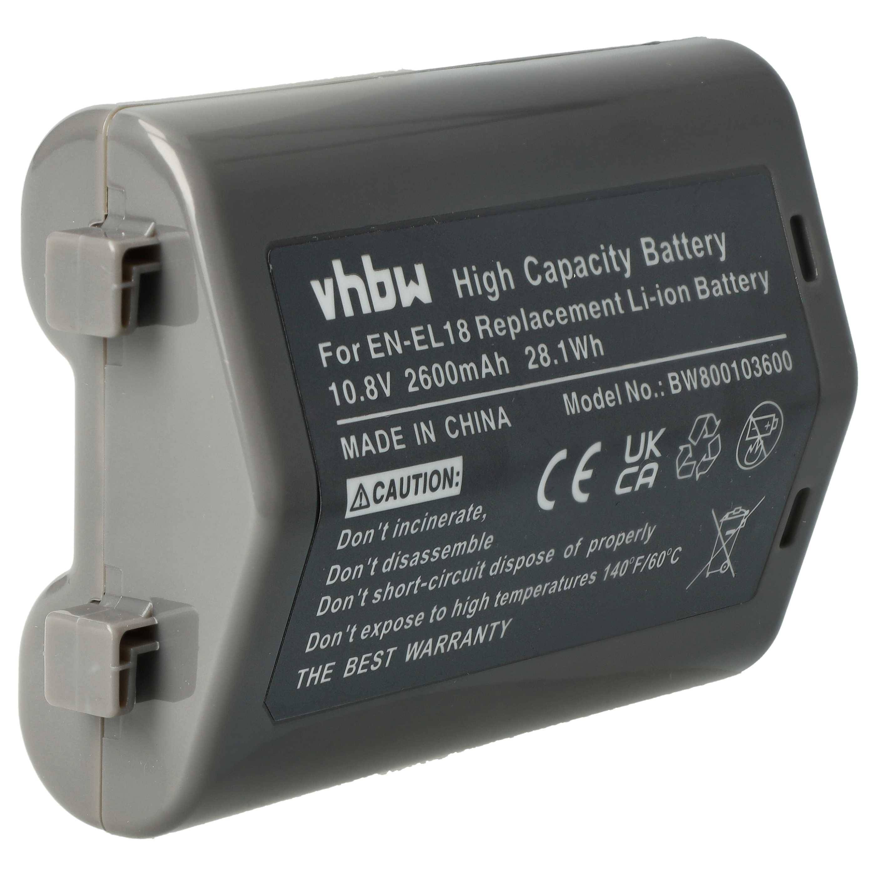 vhbw Akku Ersatz für Nikon EN-EL18 für Kamera (2600 mAh, 10,8 V, Li-Ion), Infochip