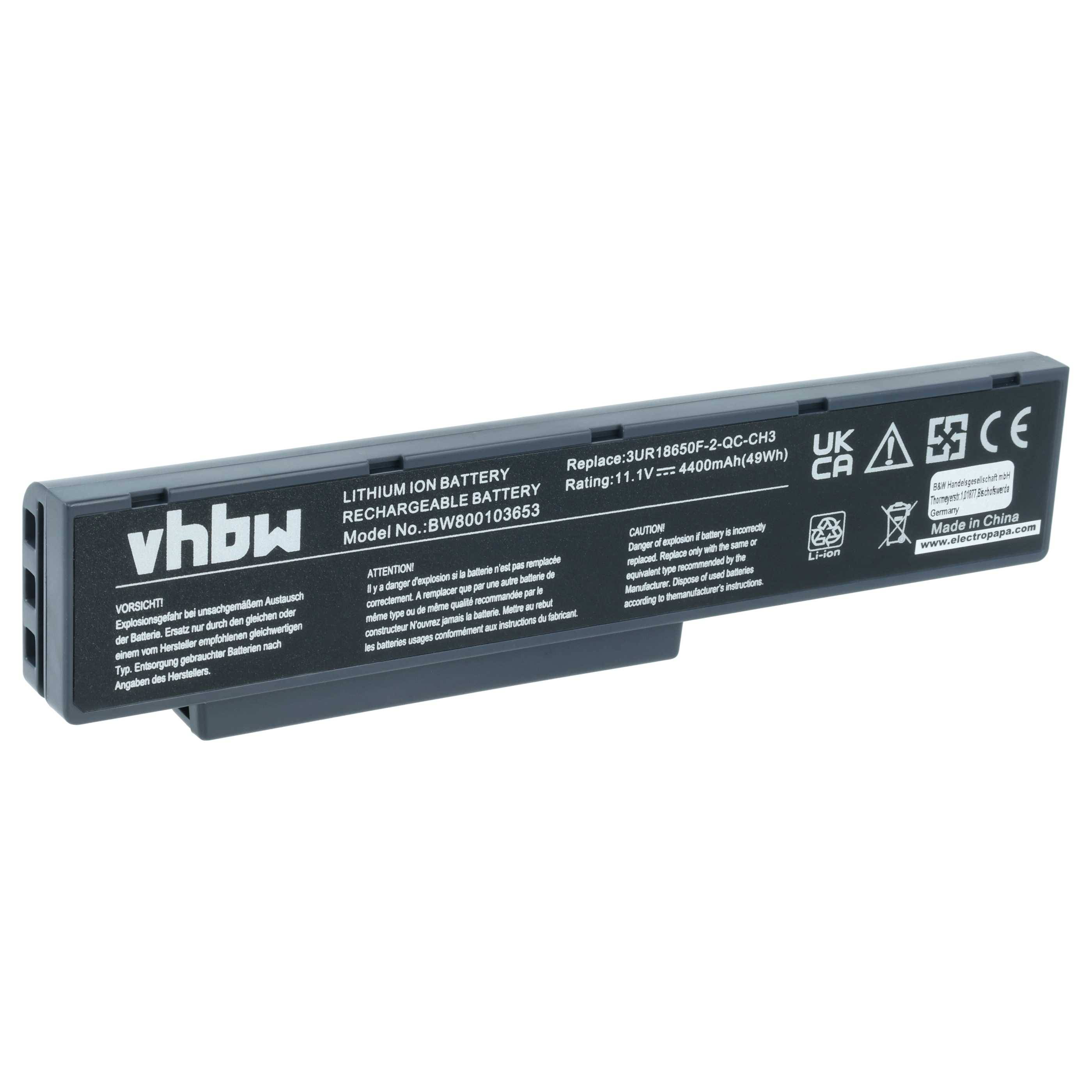 vhbw Akku kompatibel mit BenQ JoyBook C41E, DHR503, Q41, R43CE-LC01, R42, R43, A53, C41, A52, A52E Notebook (4400 mAh, 11,1 V, Li-Ion)