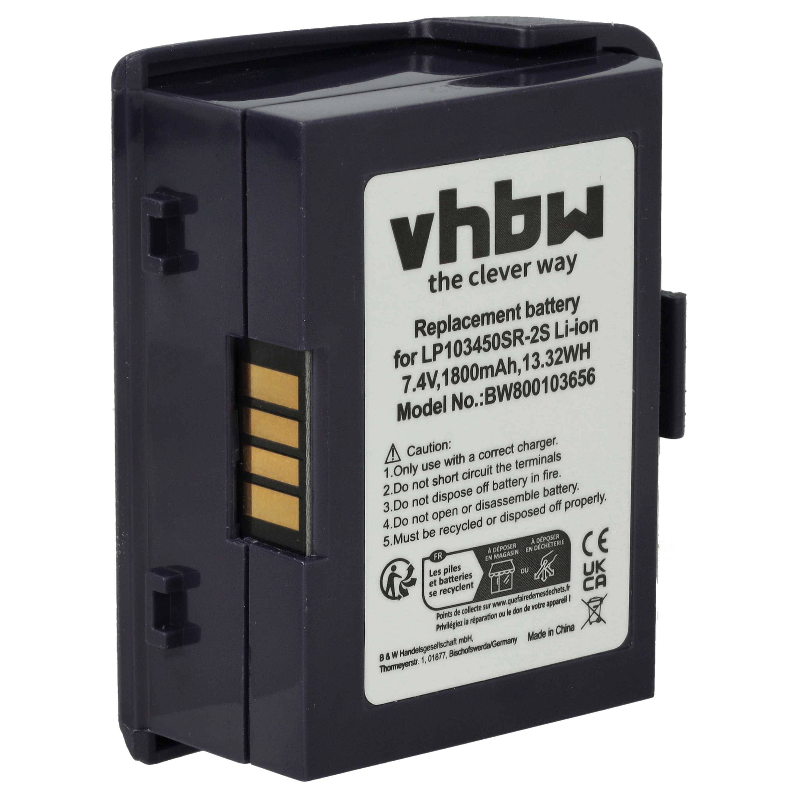 vhbw Akku Ersatz für Verifone 24016-01-R, LP103450SR-2S für Kartenleser, NFC Smart Card Reader, Lesegerät (1800 mAh, 7,4 V, Li-Ion)