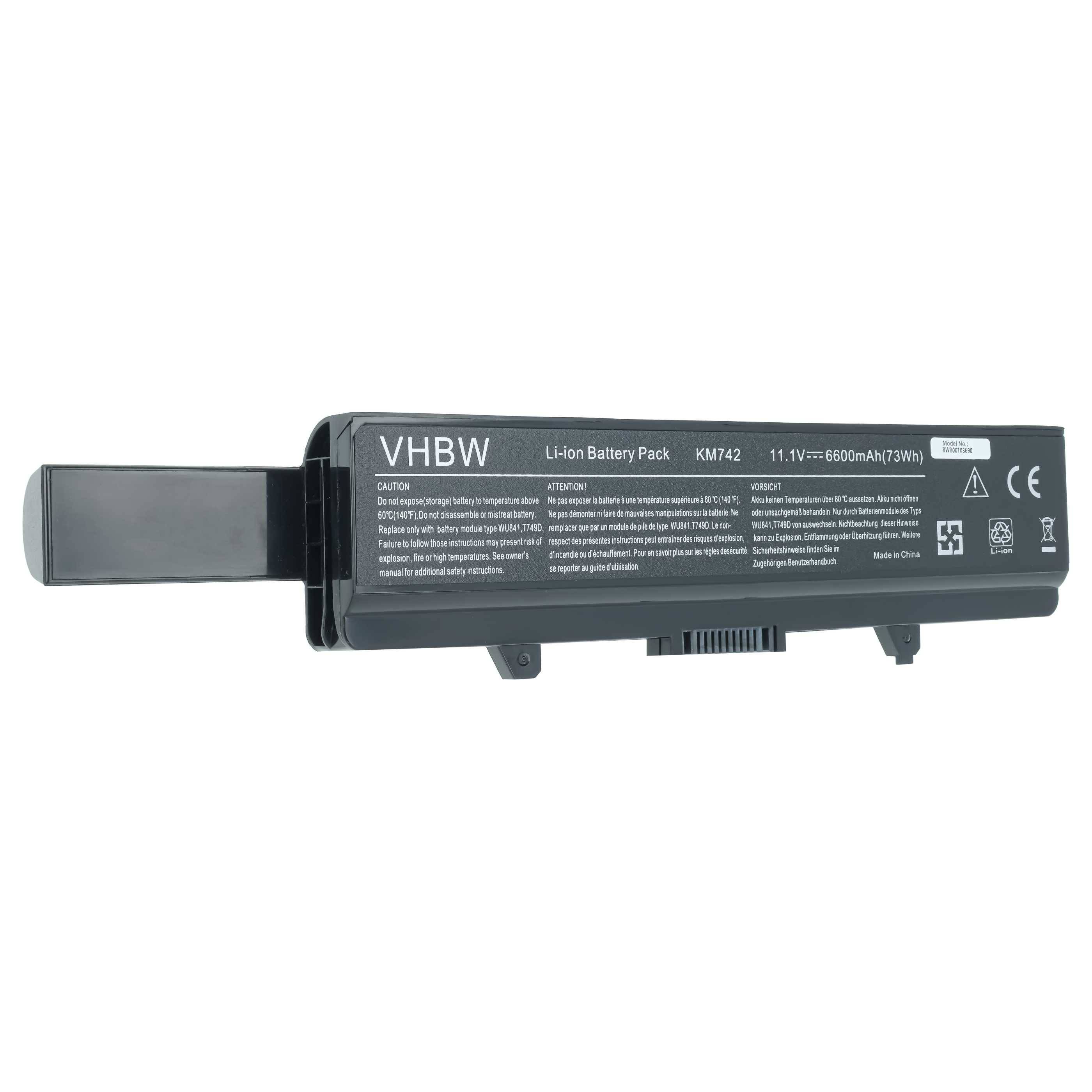 vhbw Akku kompatibel mit Dell Inspiron 14, 17, 1525, 1526, 1546, 1440, 1750, 1545 Notebook (6600mAh, 11,1V, Li-Ion)