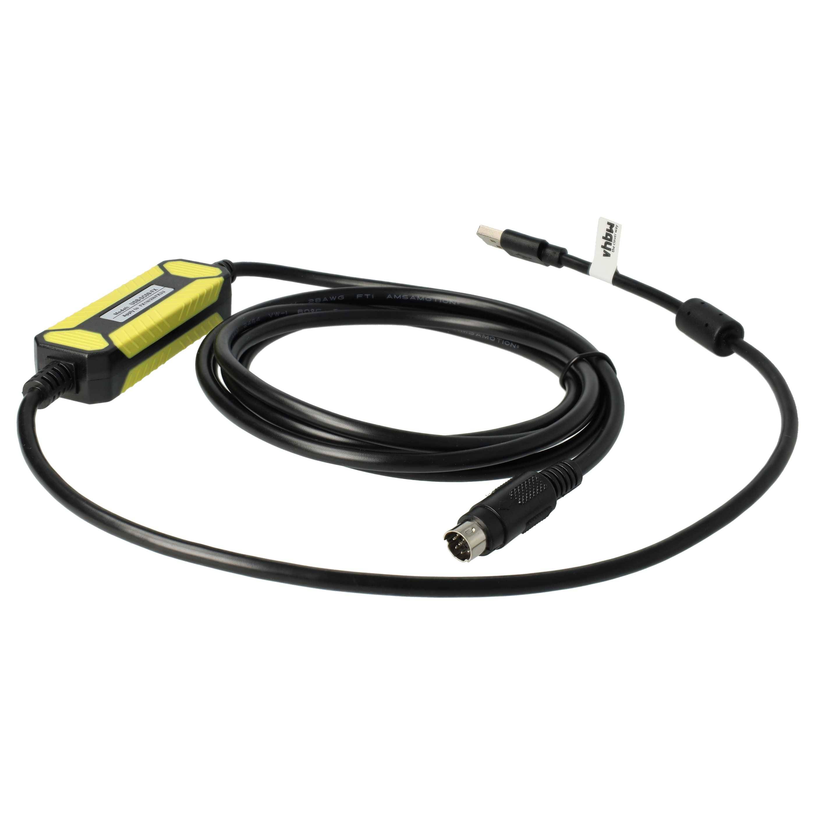 vhbw USB Programmierkabel PLC kompatibel mit Mitsubishi MELSEC FX1N, FX0N, FX2N, FXOS, FX1S, A-Serie, FX Funkgerät, schwarz