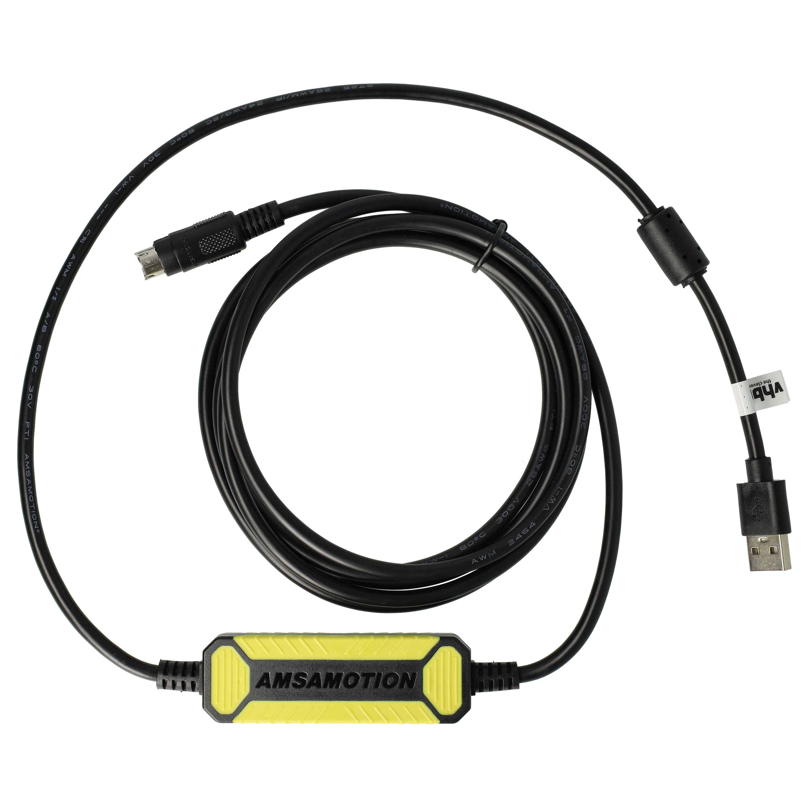 vhbw USB Programmierkabel PLC kompatibel mit Mitsubishi MELSEC FX1N, FX0N, FX2N, FXOS, FX1S, A-Serie, FX Funkgerät, schwarz