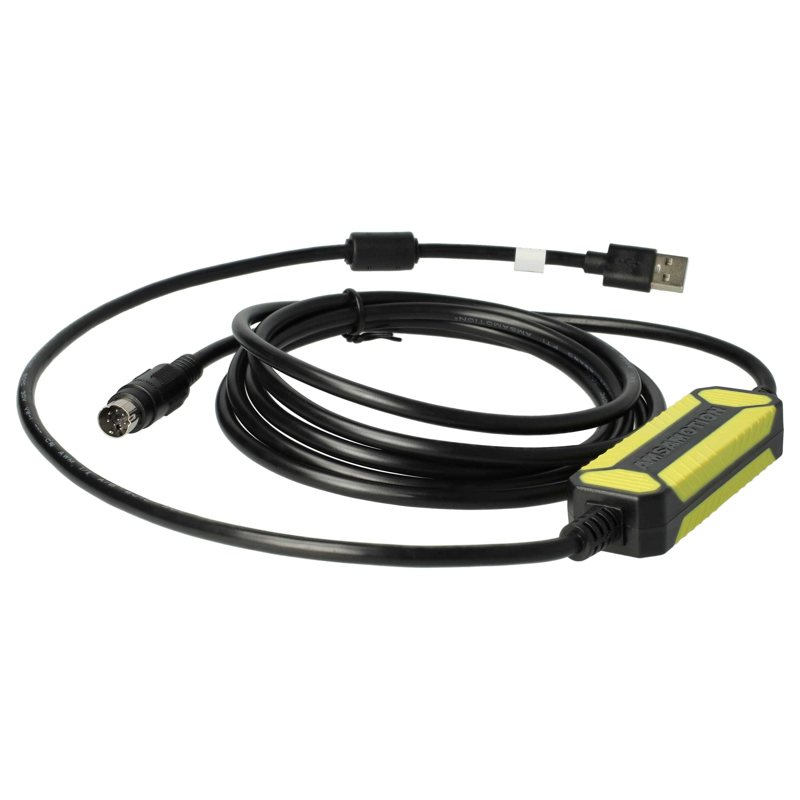 vhbw USB Programmierkabel PLC kompatibel mit Mitsubishi MELSEC FX1N, FX0N, FX2N, FXOS, FX1S, A-Serie, FX Funkgerät, schwarz