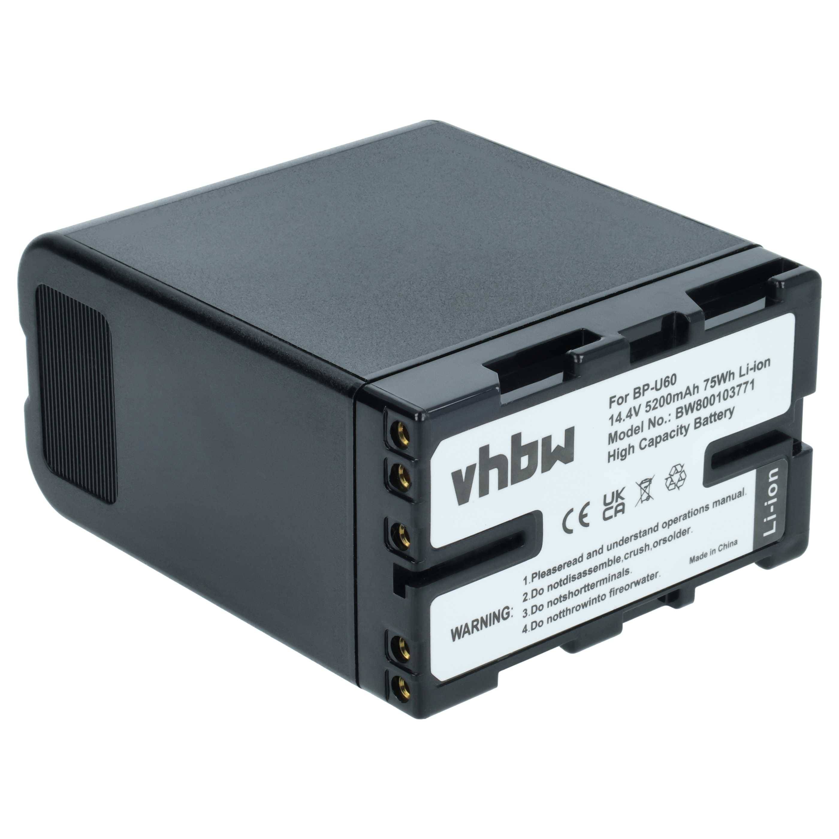 vhbw Akku kompatibel mit Sony PMW-EX3, PMW-F3, PMW-EX1, PMW-EX1r Videokamera Camcorder (5200 mAh, 14,8 V, Li-Ion) + Infochip
