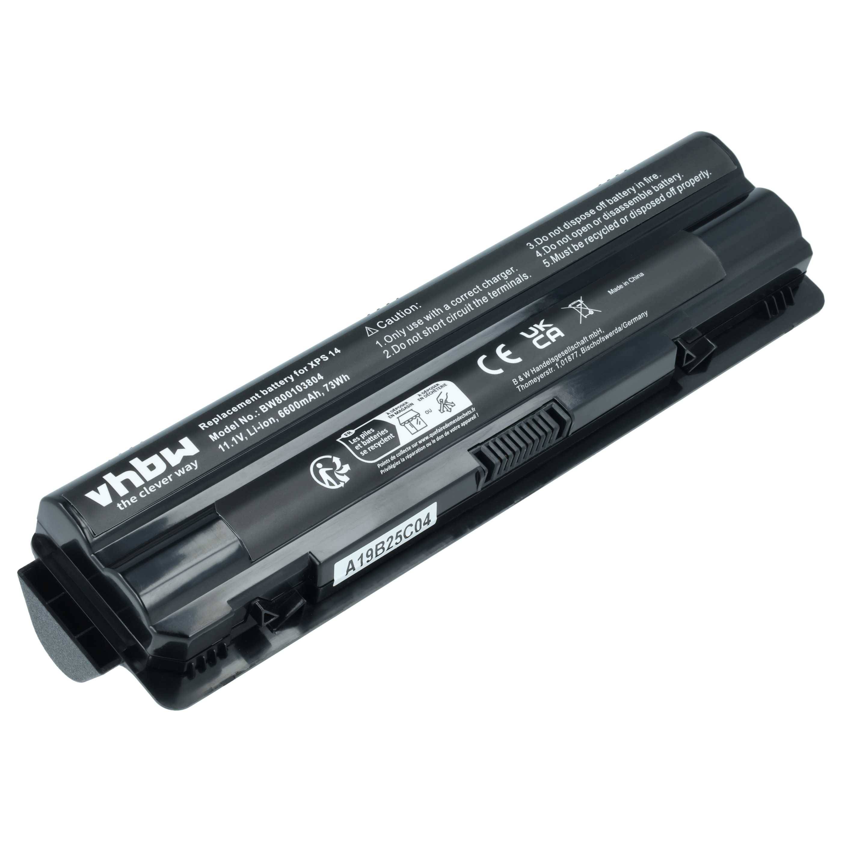 vhbw 1x Akku Ersatz für Dell 312-1123 | für Notebook (6600 mAh, 11,1 V, Li-Ion)