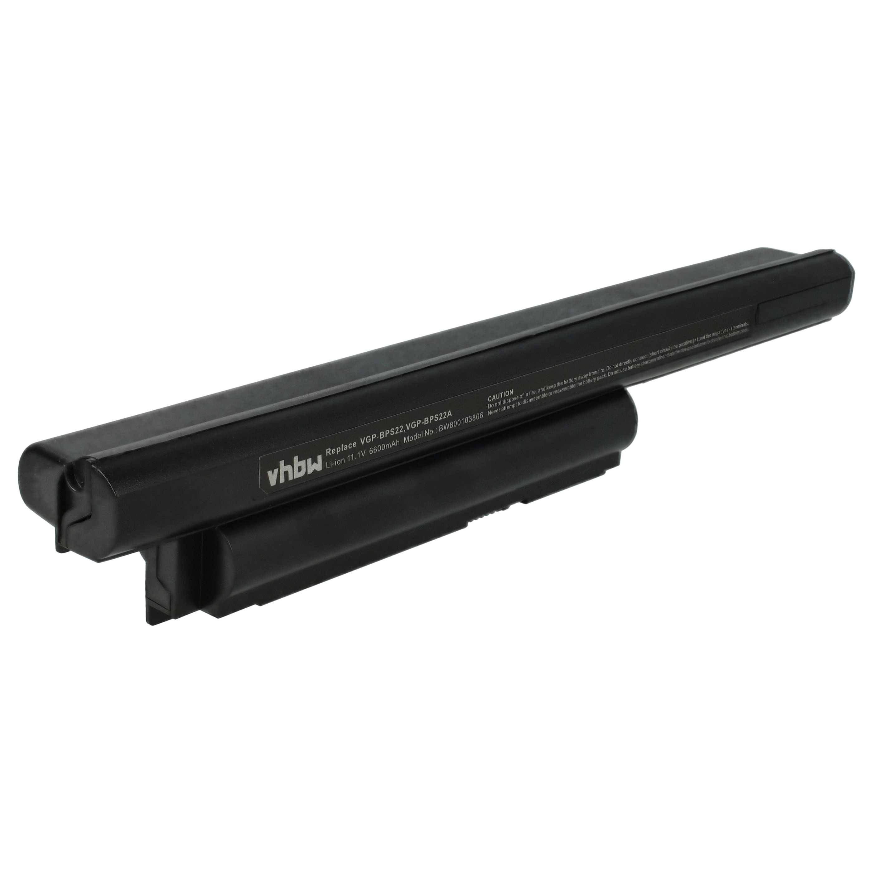vhbw Akku kompatibel mit Sony Vaio VPCEA1S5C, VPC-EA1S6C, VPC-EA1S4C Notebook (6600 mAh, 11,1 V, Li-Ion) - Infochip