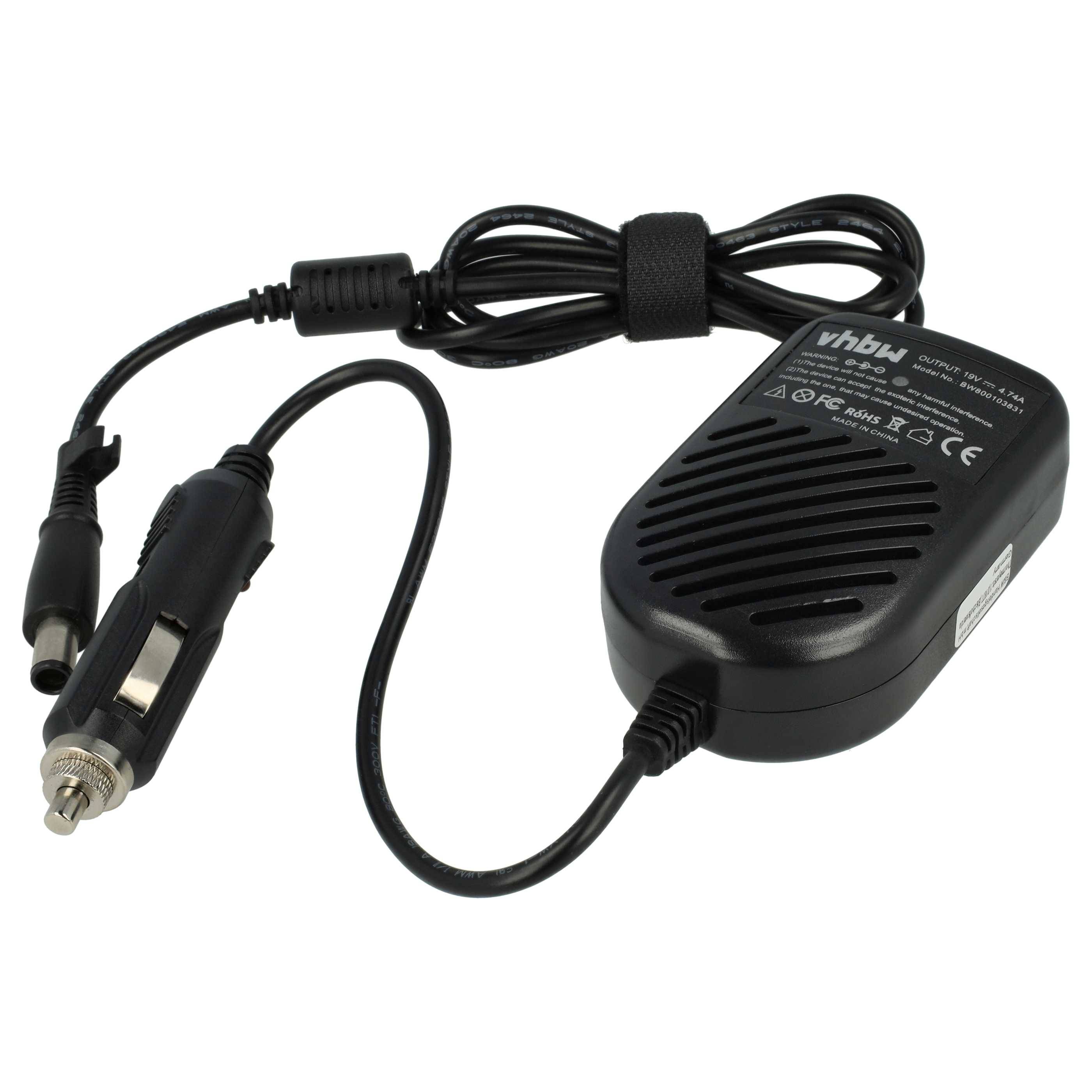 vhbw KFZ-Ladekabel kompatibel mit HP Pavilion dv7-2000, dv7-2100, G32, G4, G42 Laptop, Notebook - Ladegerät 12V, 90W
