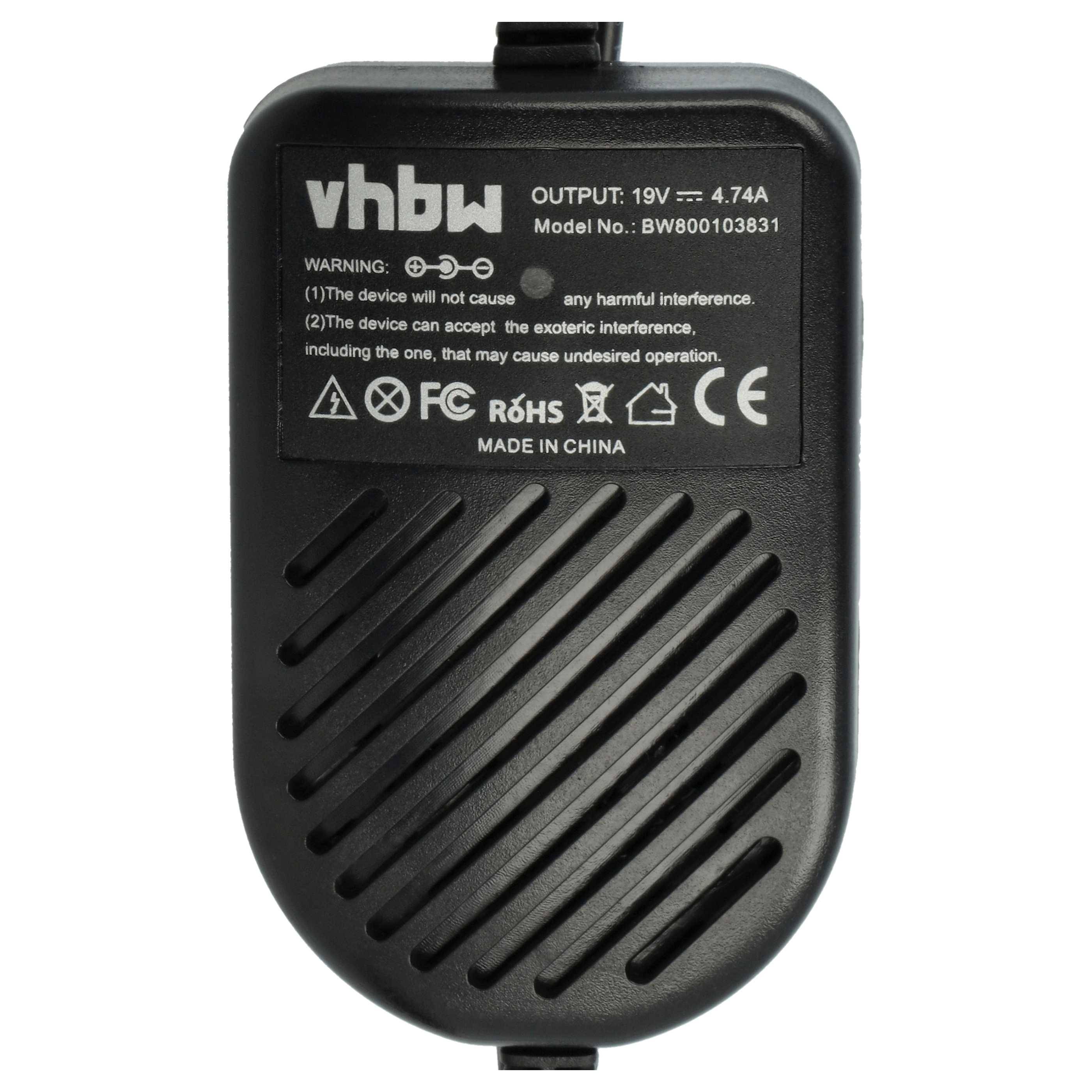 vhbw KFZ-Ladekabel kompatibel mit HP ProBook 6550b, 6555b, 6470b, 6540b, 6545b, 6475b, 6465b Notebook - 12V Ladegerät Schwarz 4,74 A