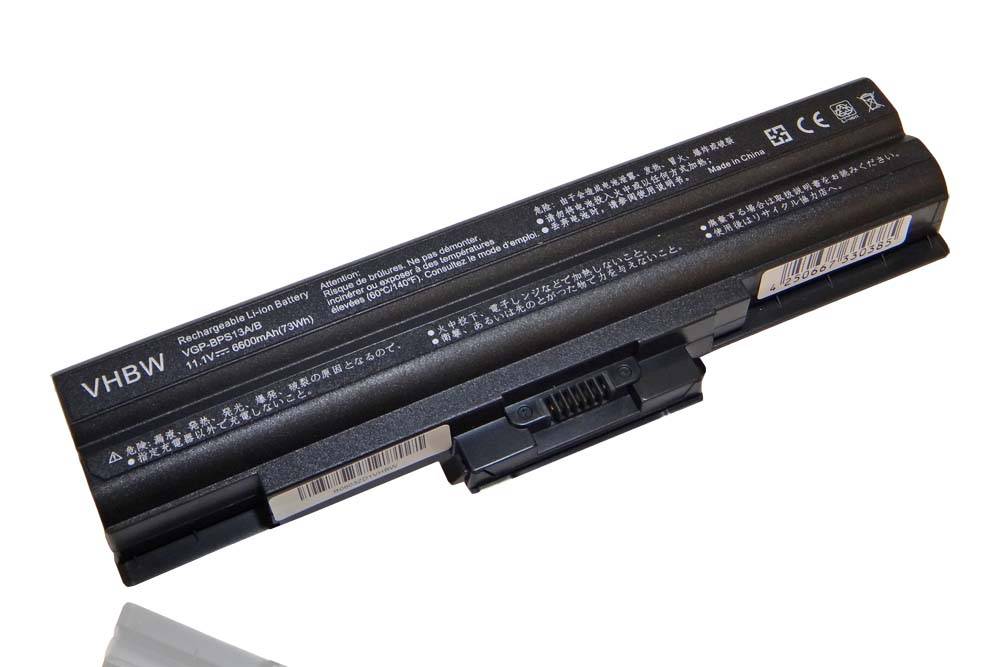 vhbw Akku kompatibel mit Sony Vaio VPC-F11AHJ, VPCF11JFX/B, VPCF11M1E Notebook (6600 mAh, 11,1 V, Li-Ion) - schwarz