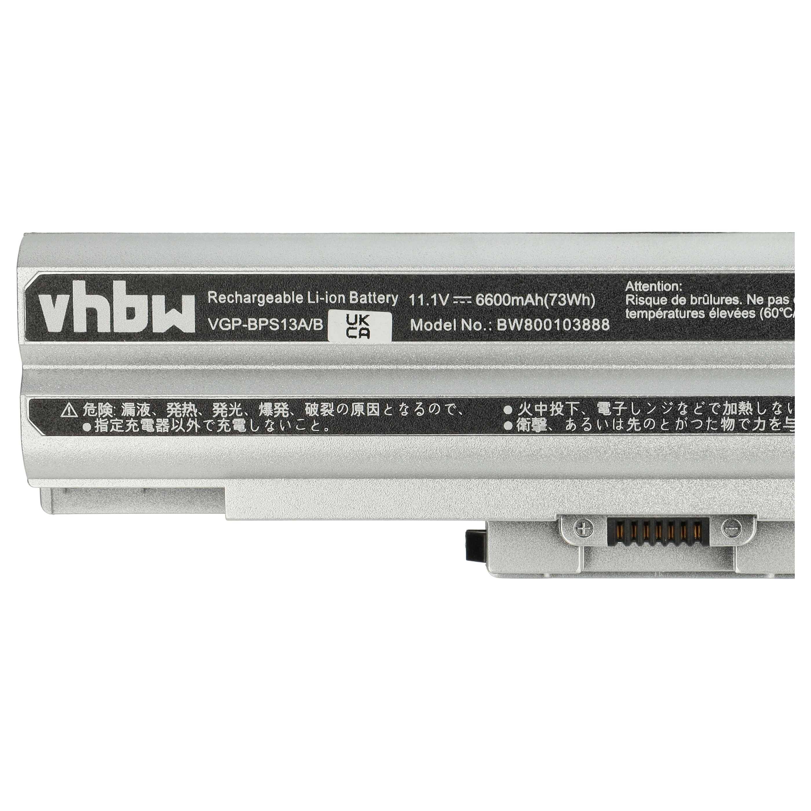 vhbw Akku kompatibel mit Sony Vaio VGN-SR38/J, VGN-SR390NAB, VGN-SR38/Q Notebook (6600 mAh, 11,1 V, Li-Ion) - Infochip
