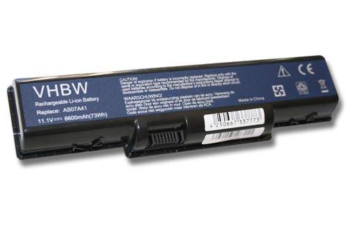 vhbw Akku Ersatz für Acer AS07A72, BT.00604.022, AS09A61, BT.00605.018, BT.00603.036 für Notebook (6600 mAh, 11,1 V, Li-Ion)