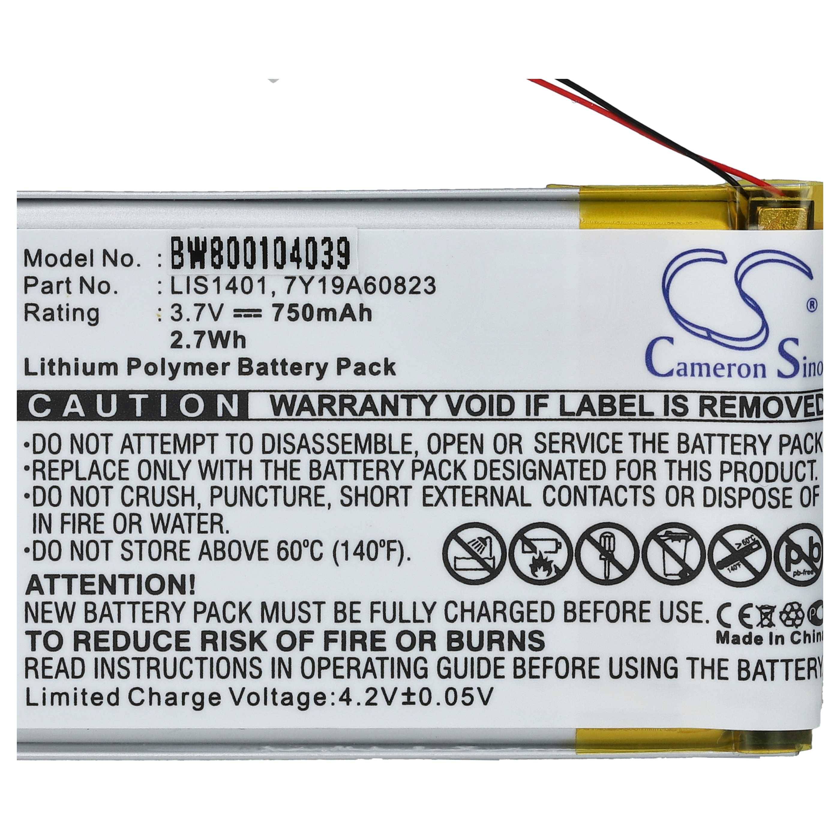 vhbw Akku kompatibel mit Sony NWZ-S618FBLK, NWZ-S616, NWZ-S616F, NWZ-S618 MP3-Player Musik Player (750 mAh, 3,7 V, Li-Polymer)