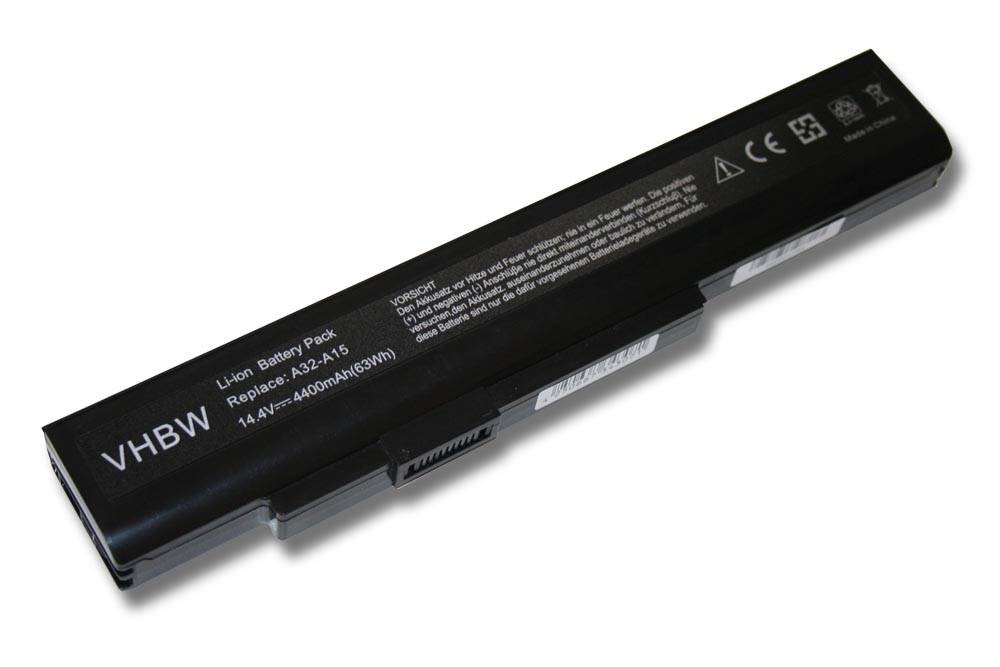 vhbw Akku kompatibel mit MSI CX640, CR640X, CR640MX, CR640DX, A6400 Notebook (4400 mAh, 14,4 V, Li-Ion)