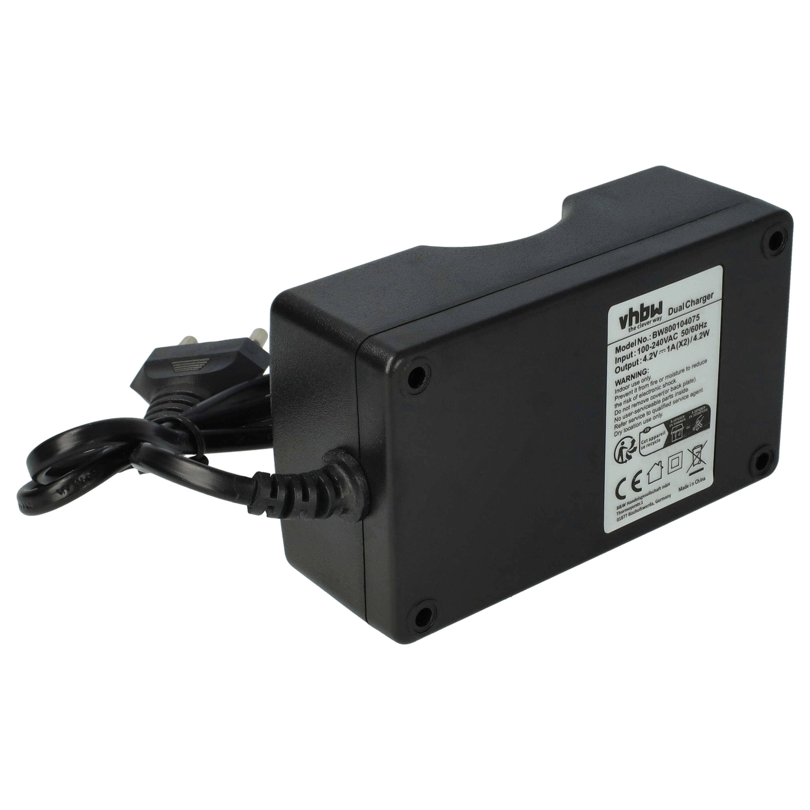 vhbw Akku Ladegerät kompatibel mit 17670, 18650 Li-Ion-Akkuzellen, Haushaltsbatterien (3.7V)