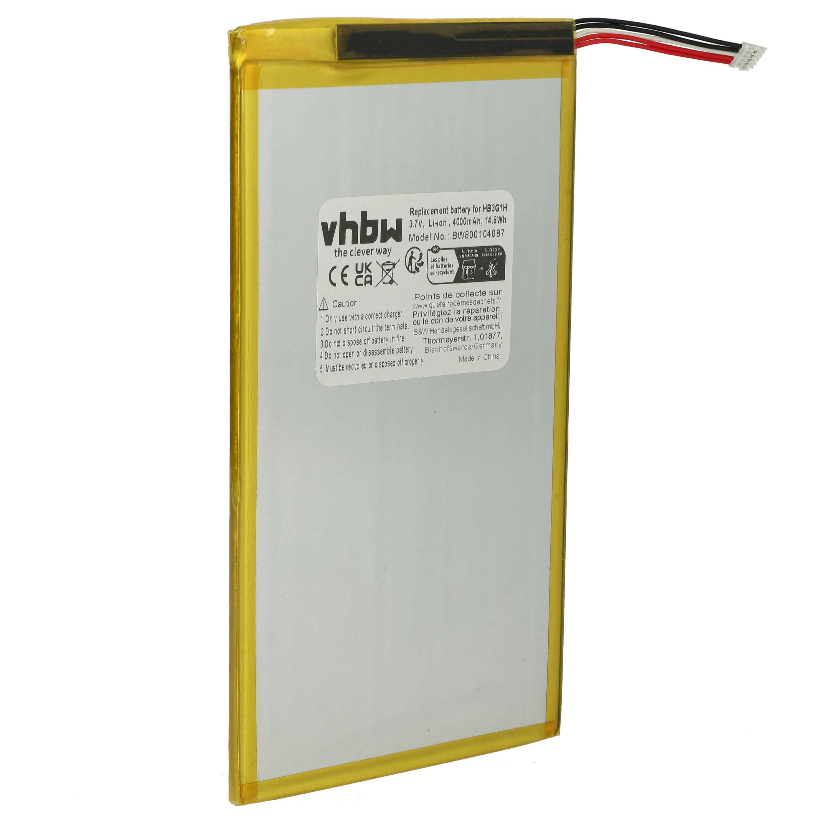 vhbw Akku kompatibel mit Huawei Mediapad 7 Lite, S7-301U Tablet Pad (4000 mAh, 3,7 V, Li-Polymer)