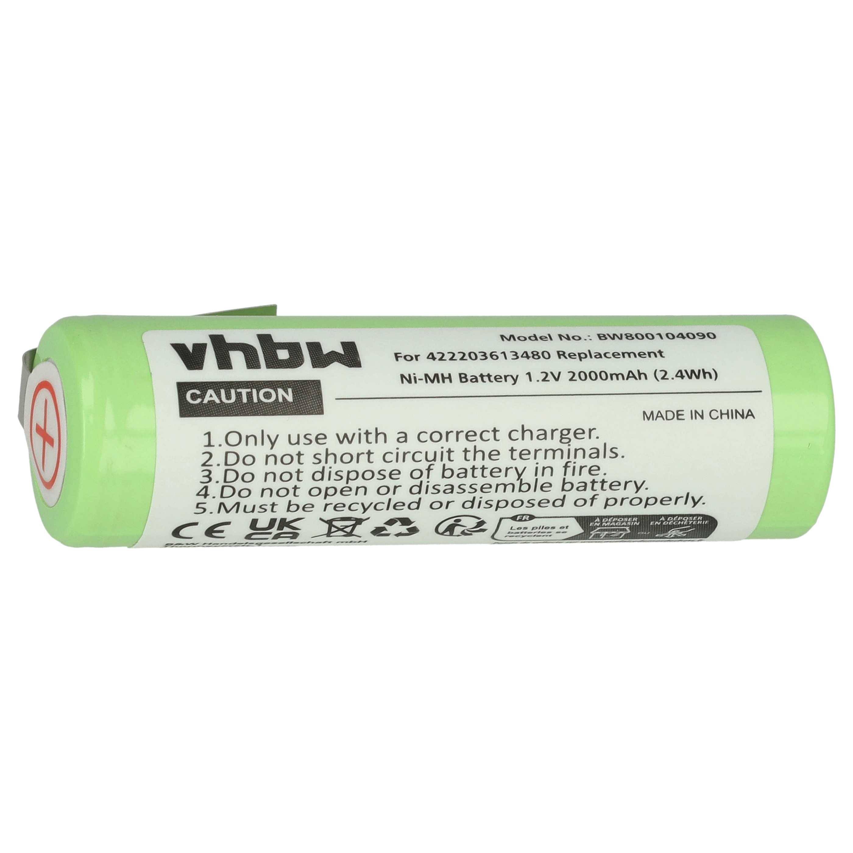 vhbw Akku kompatibel mit Grundig G7585, G8234, G8235, G8261, G8264, G8265, G8267 Rasierer Haarschneider (2000mAh, 1,2V, NiMH)