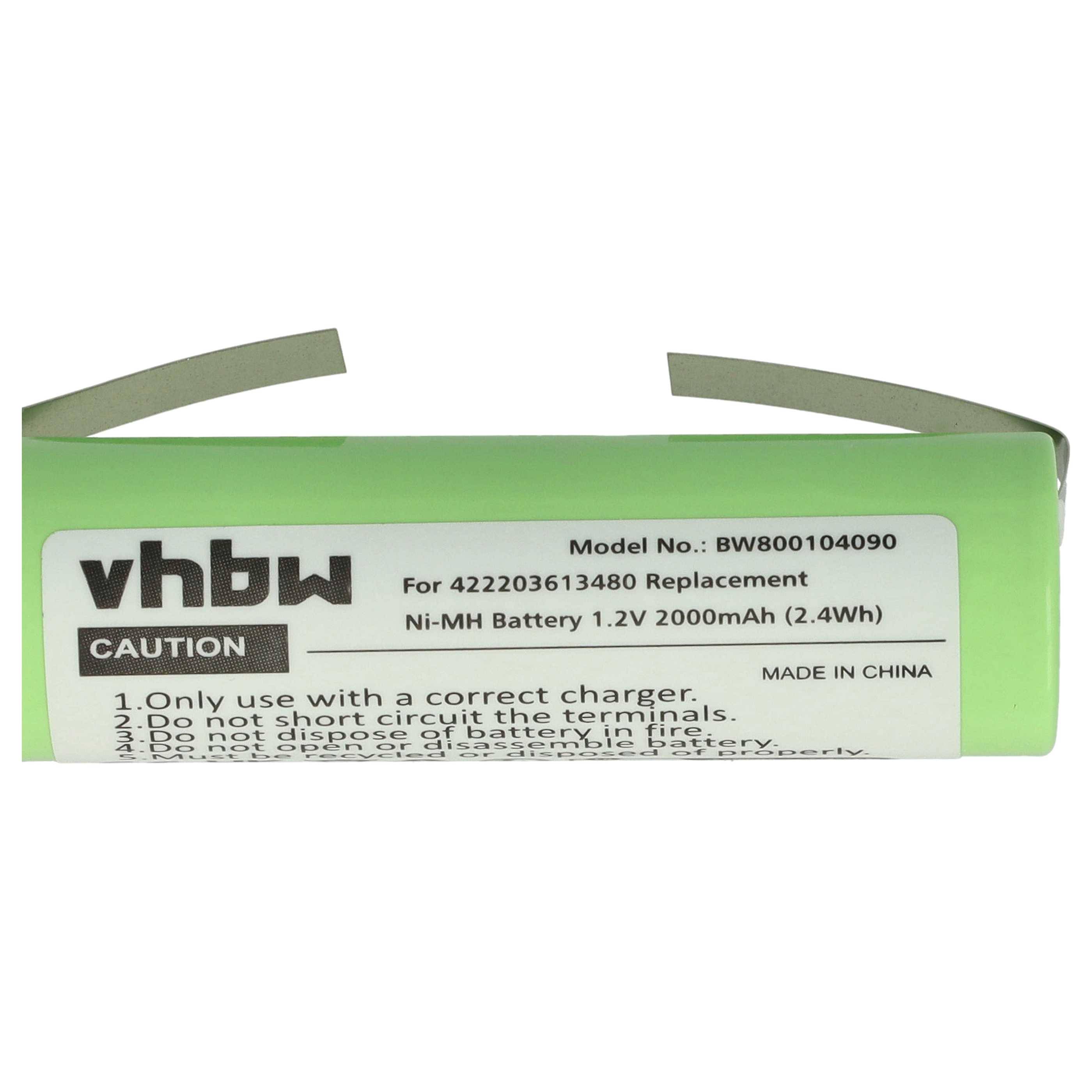 vhbw Akku kompatibel mit Remington R970, R-TCT, TA3050, TA3070, TA4570, TA5570 Rasierer Haarschneider (2000mAh, 1,2V, NiMH)