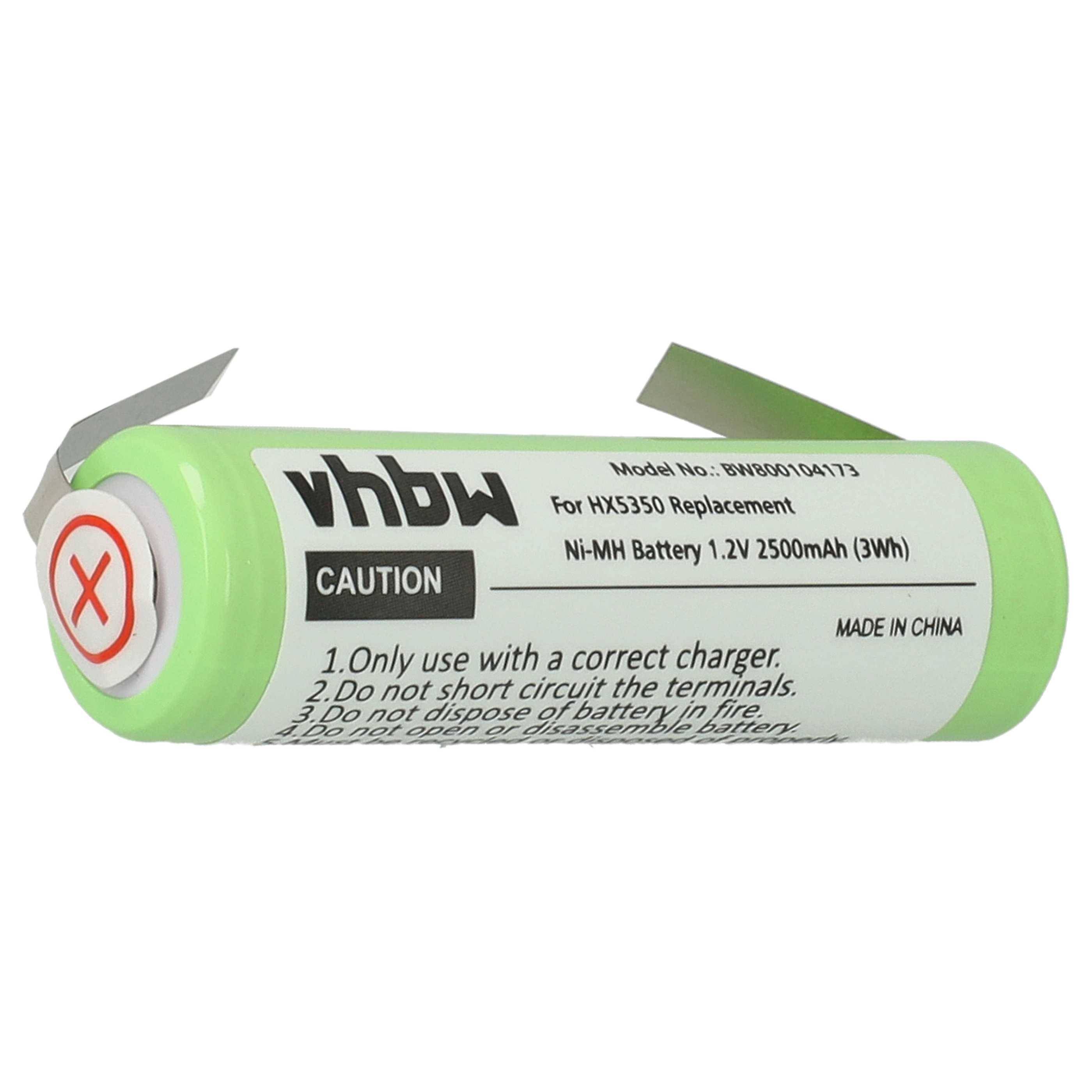 vhbw Akku kompatibel mit Braun 7564, 7570, 7630, 7664, 7680, 7690, 7765, 7785, 7795 elektrische Zahnbürste (2500mAh, 1,2V, NiMH)
