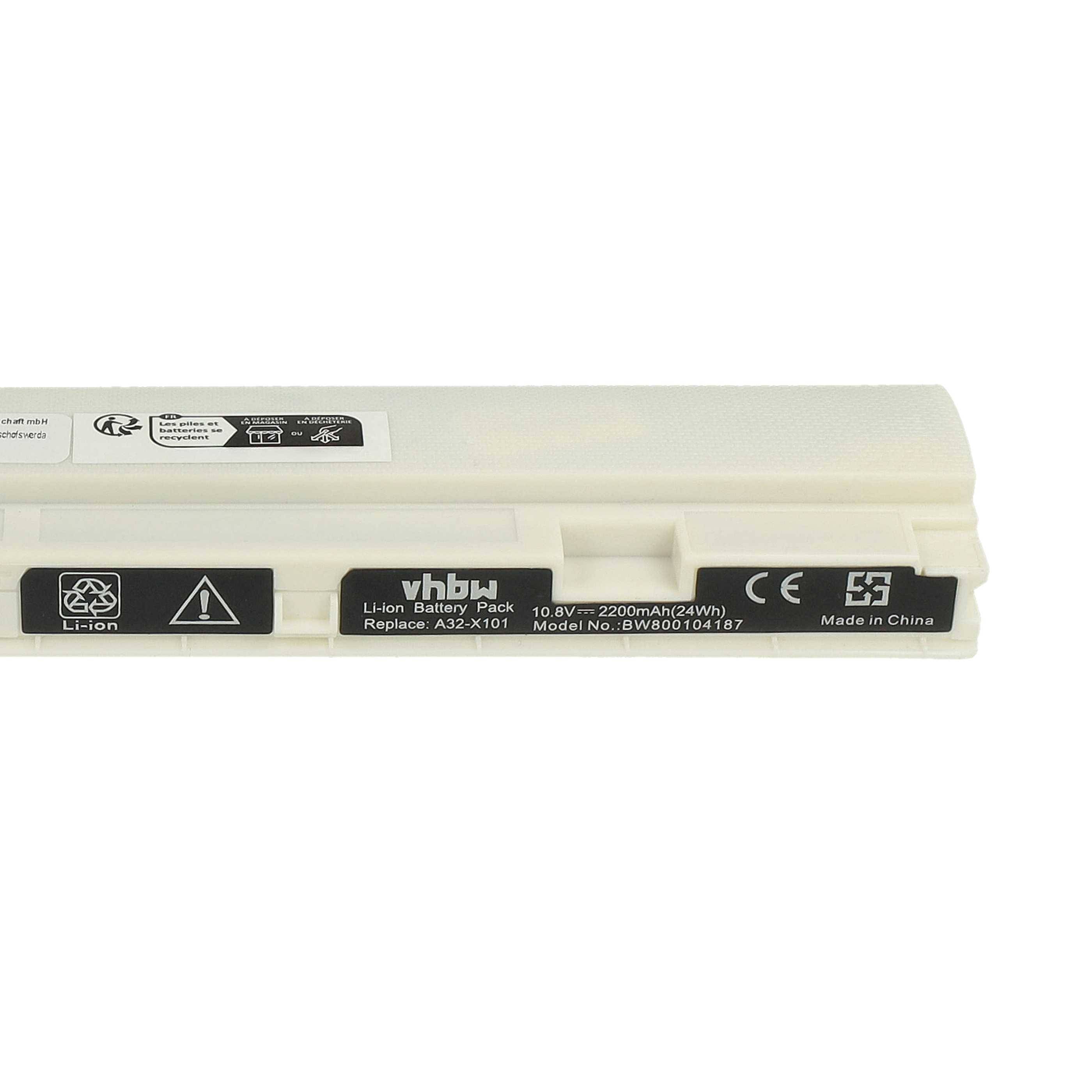 vhbw Akku Ersatz für Asus 0B110-00100000M-A1A1A-213-AJ1B, 0B20-013K0AS, A31-X101 für Notebook (2200 mAh, 10,8 V, Li-Ion) - Farbe: weiß