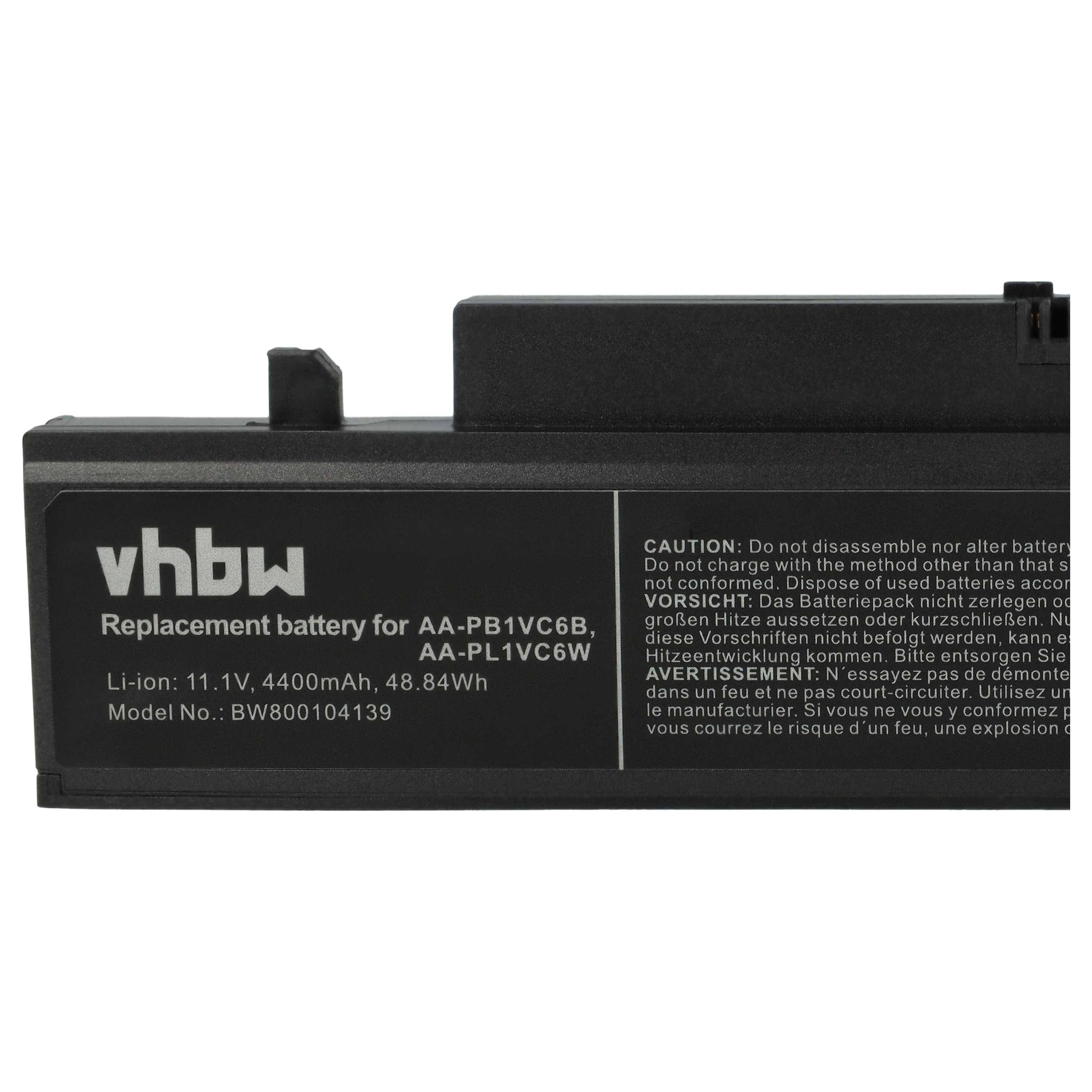vhbw Akku kompatibel mit Samsung NT-Q328, NT-Q330, NT-X418, NT-X420, NT-X318, NT-X320, NT-X520 Notebook (4400 mAh, 11,1 V, Li-Ion)