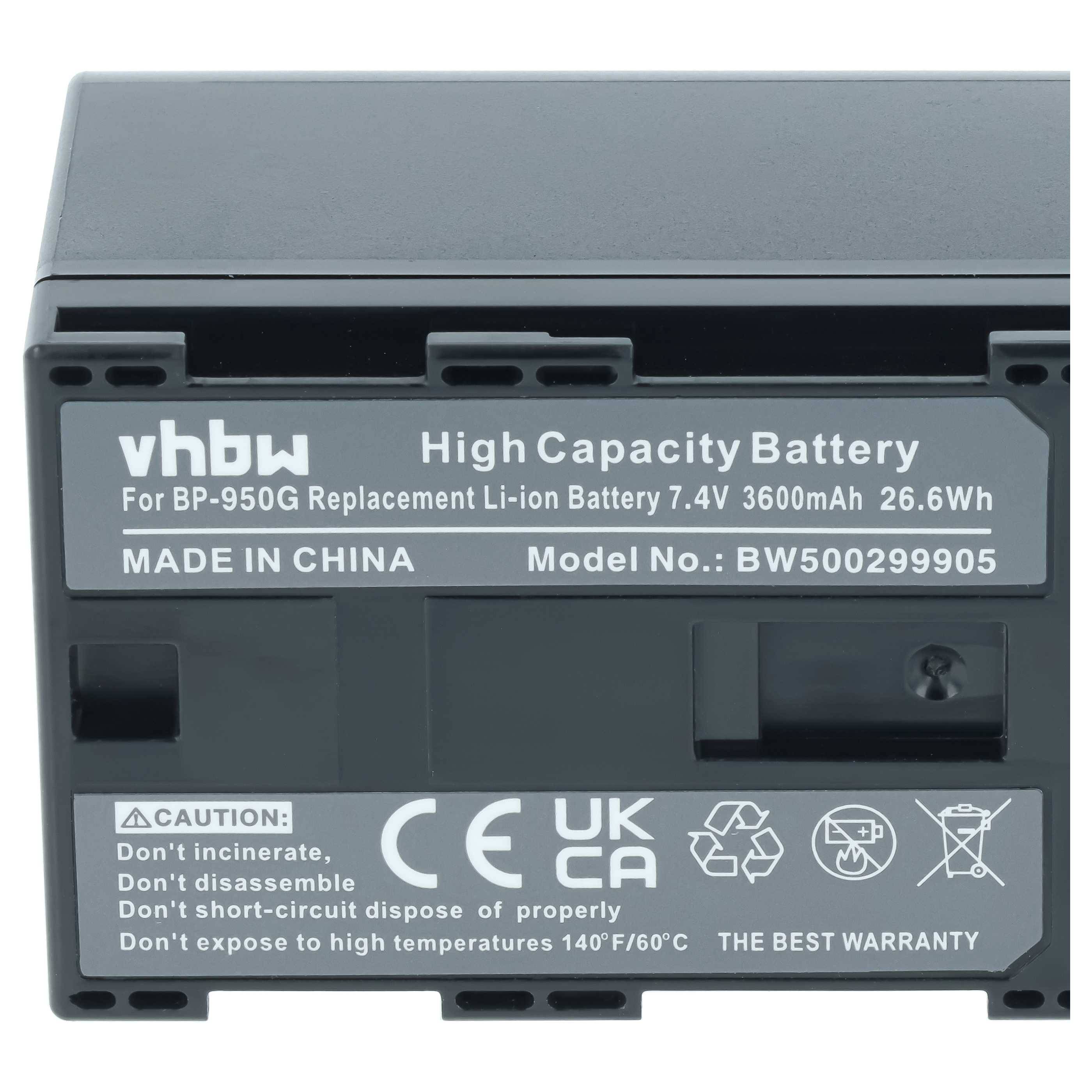 vhbw 3x Akku Ersatz für Canon BP-975, BP-955, BP-925, BP-950G für Videokamera Camcorder (3600 mAh, 7,4 V, Li-Ion)
