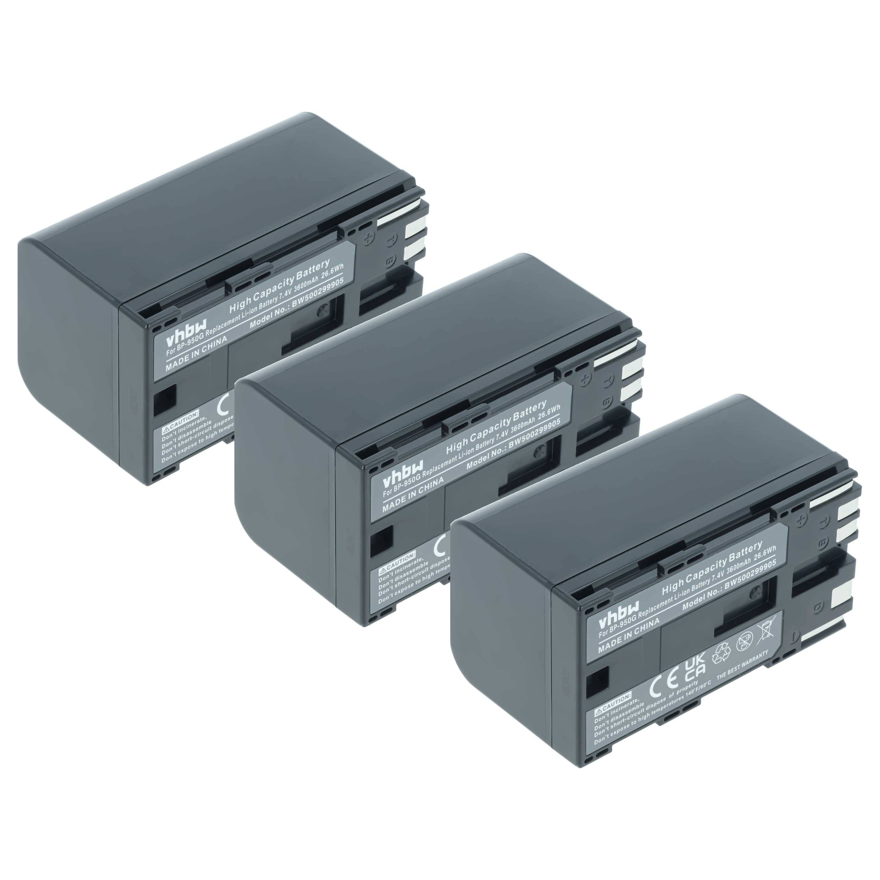 vhbw 3x Akku kompatibel mit Canon XL H1S, XM2 Videokamera Camcorder (3600 mAh, 7,4 V, Li-Ion)