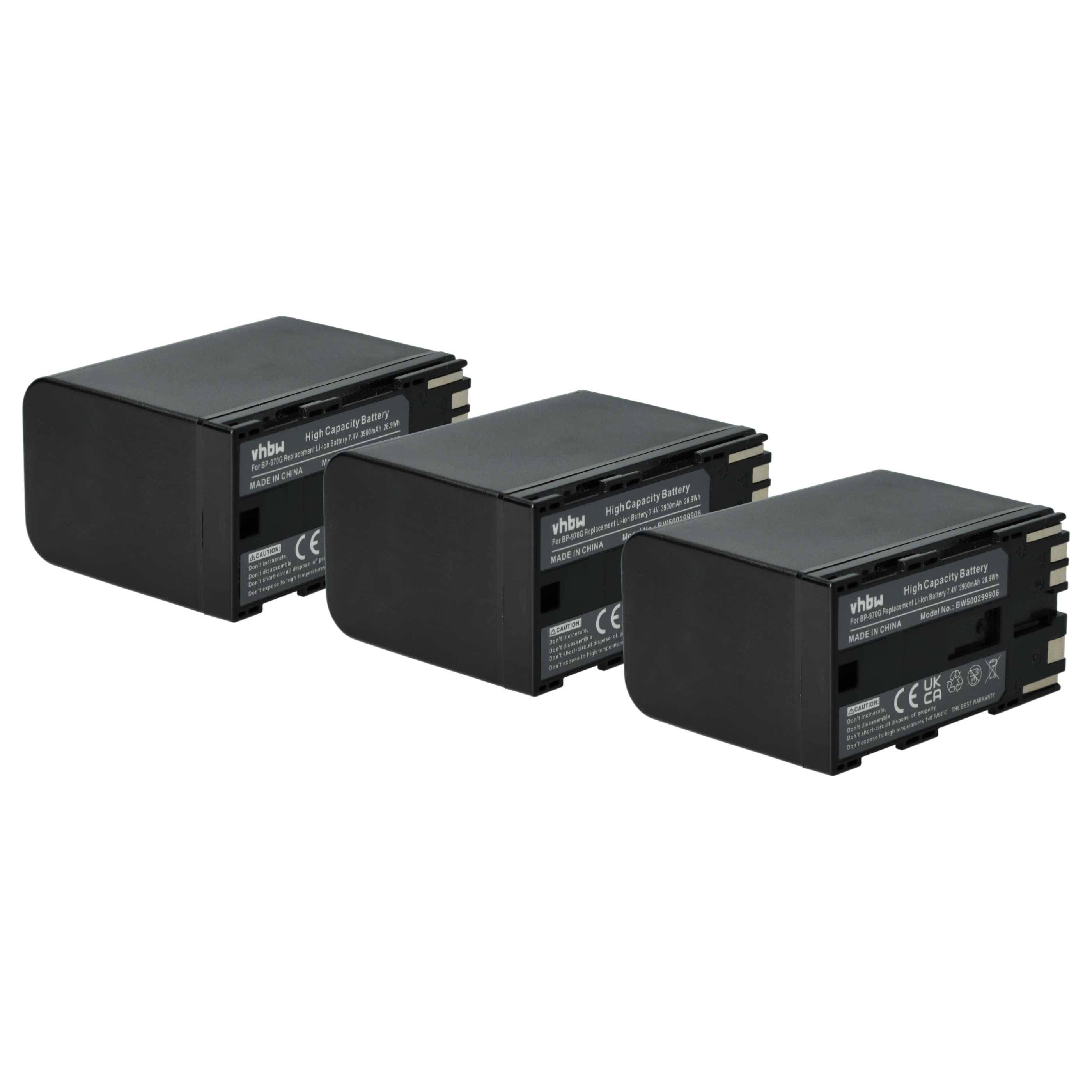 vhbw 3x Akku kompatibel mit Canon EOS C300, C300 PL Videokamera Camcorder (3900 mAh, 7,4 V, Li-Ion)