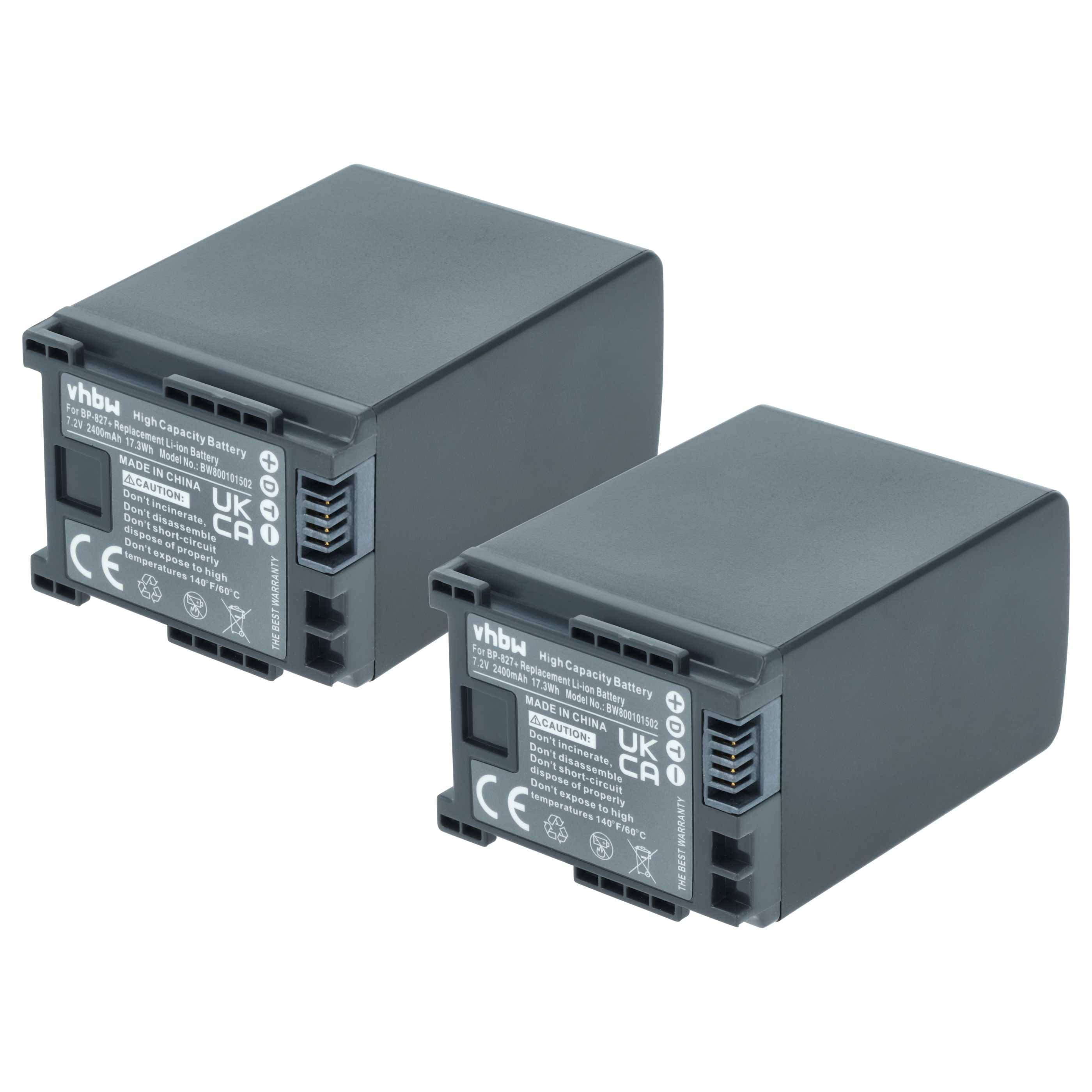 vhbw 2x Akku kompatibel mit Canon Legria HF S200 HD, HF S20 HD, HF S21 Videokamera Camcorder (2400 mAh, 7,2 V, Li-Ion) + Infochip