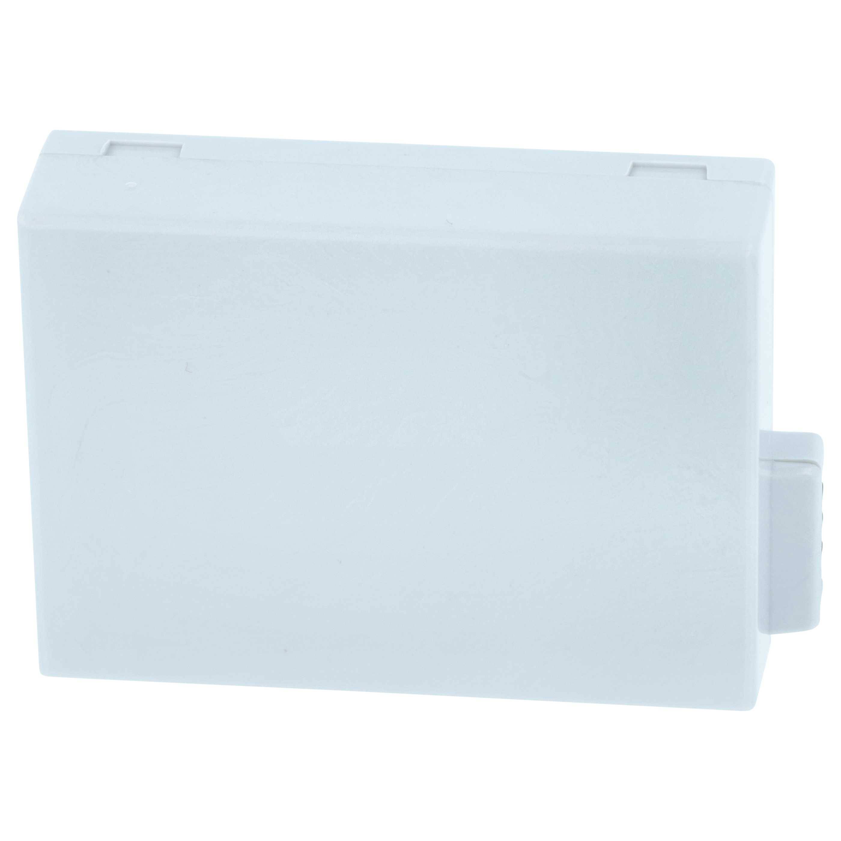 Ein weißer rechteckiger Block mit scharfen Kanten, möglicherweise ein Behälter oder Gehäuse, nach oben gerichtet mit glatten Oberflächen und ohne sichtbare Markierungen.