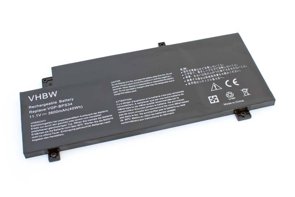 vhbw Akku kompatibel mit Sony Vaio SVF15AA1QM, SVF15A1Z2ES, SVF15A1Z2EB Notebook (3600 mAh, 11,1 V, Li-Ion) - Infochip