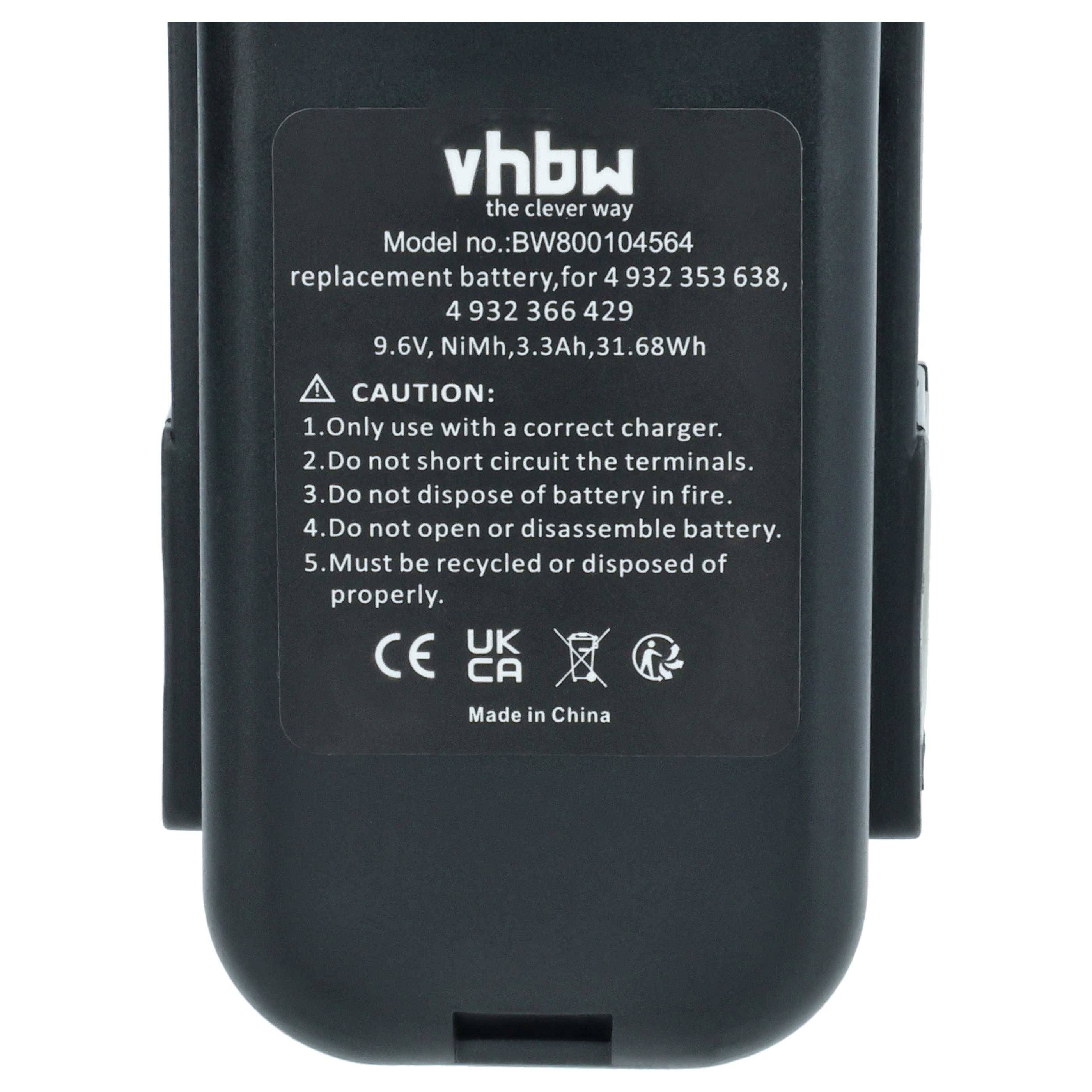 vhbw Akku Ersatz für 4 932 353 638, 4 932 366 429, B9.6, BXS9.6, MX9.6, BX9.6 für Werkzeug (3300 mAh, NiMH, 9,6 V)