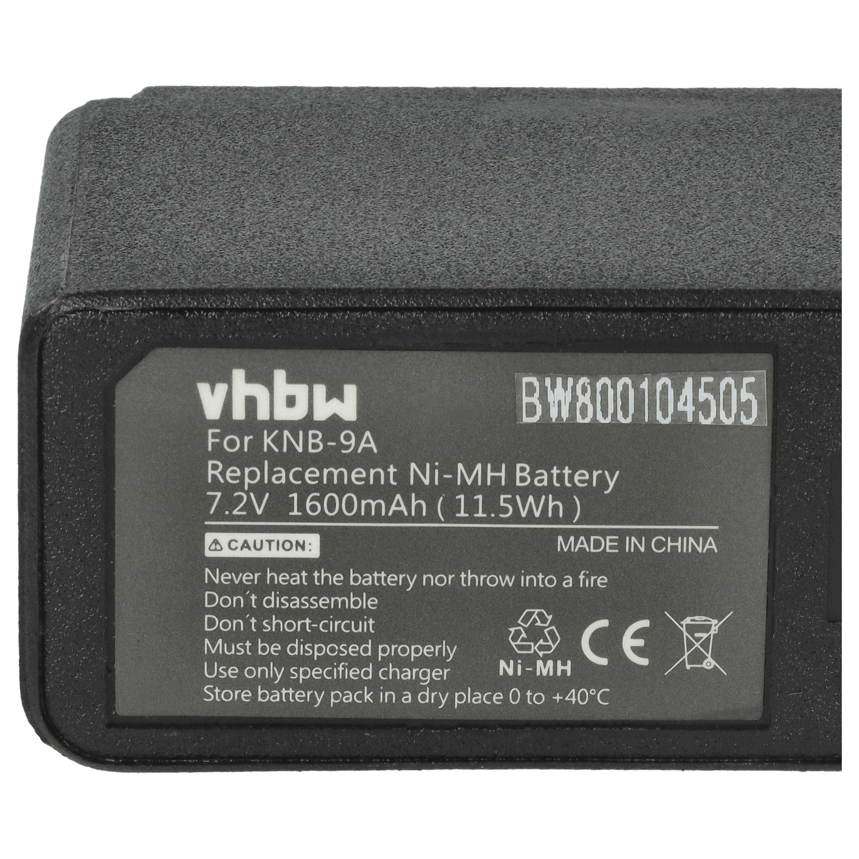 vhbw Akku Ersatz für Kenwood KNB-9A für Funkgerät, Walkie Talkie (1600 mAh, 7,2 V, NiMH)