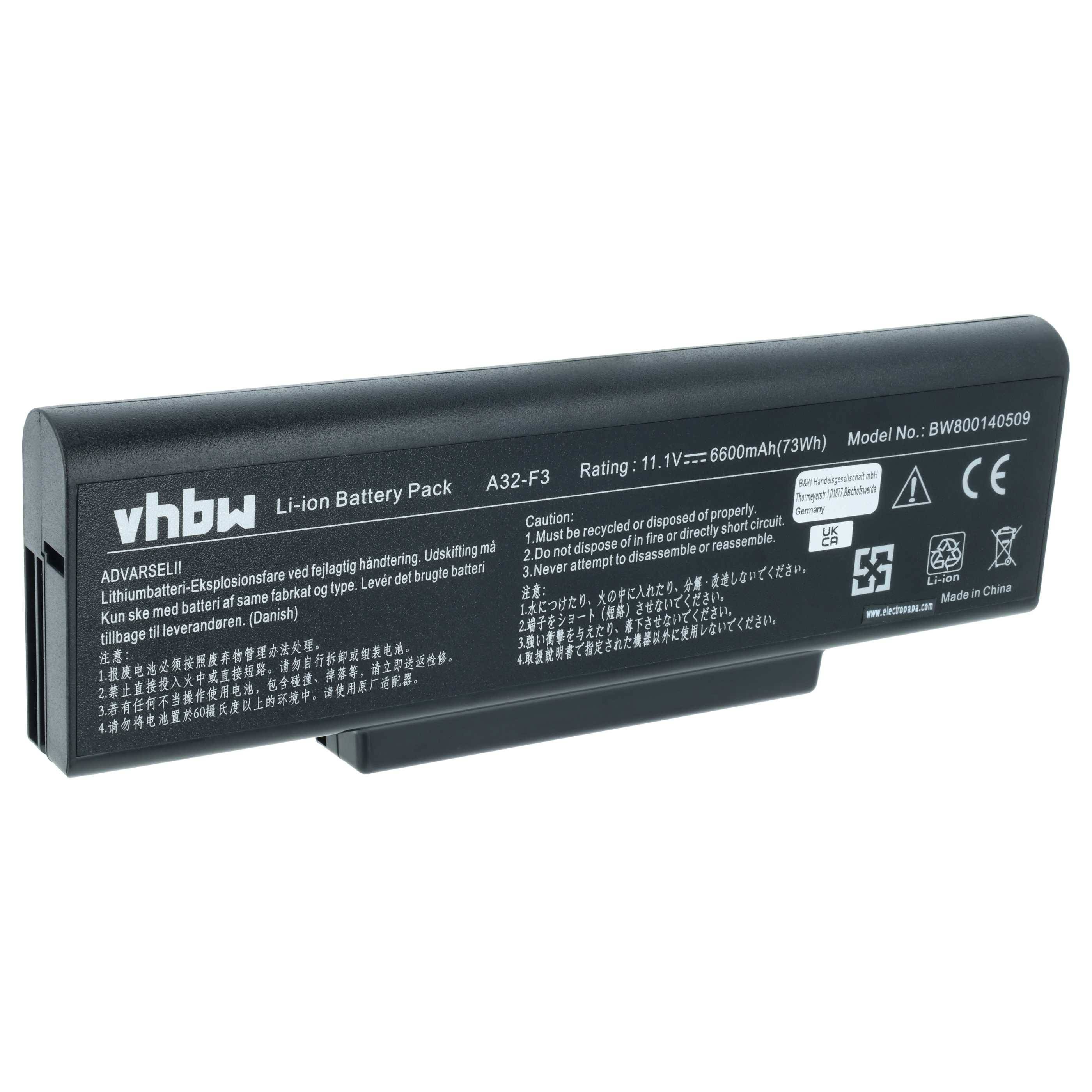 vhbw Akku kompatibel mit Wortmann Smartbook Stealth, Scout Notebook (6600 mAh, 11,1 V, Li-Ion)