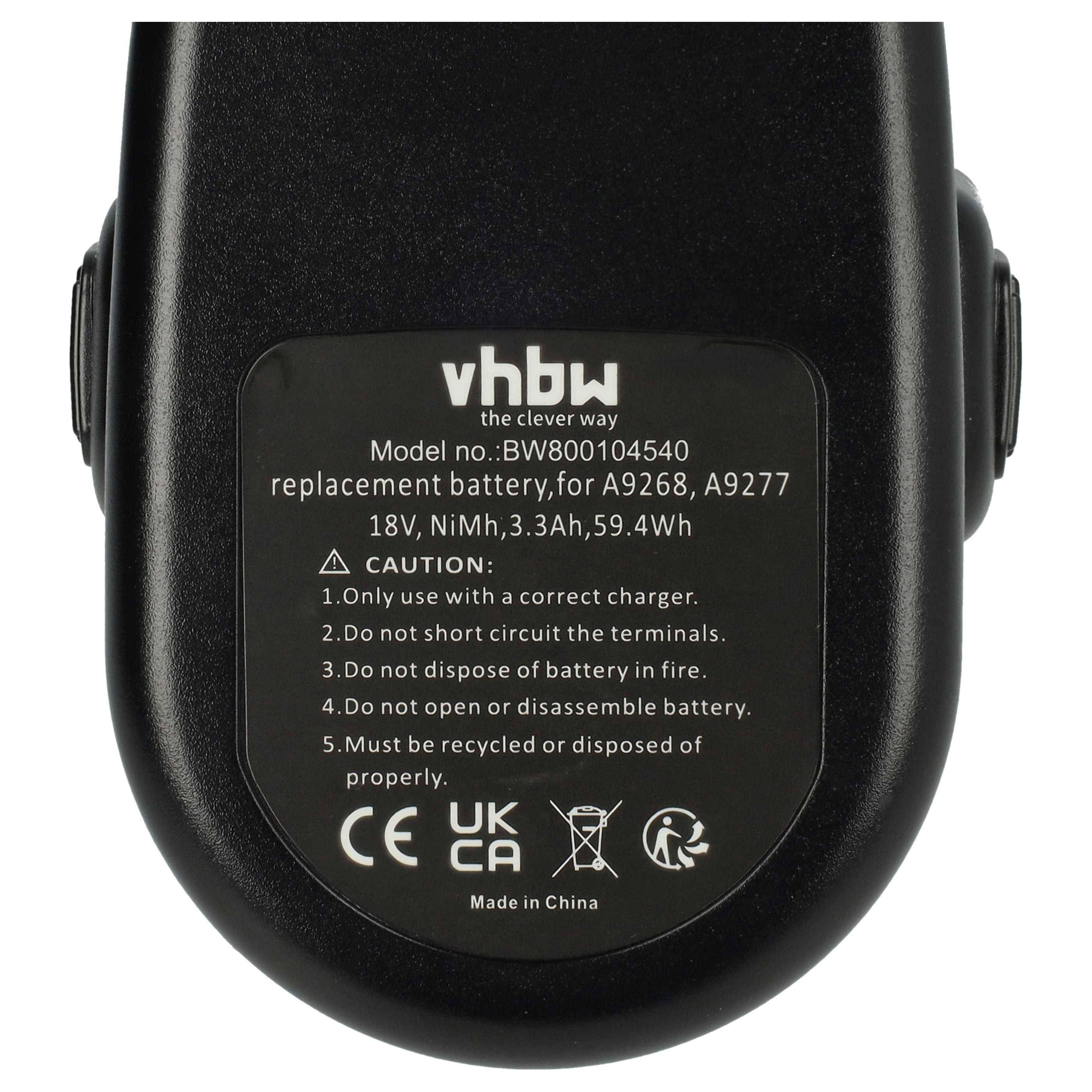 vhbw Akku kompatibel mit Dewalt W999K2, DW989K2H, MHA18KA, SBA85KA, DW999K2H Werkzeug (3300 mAh, NiMH, 18 V)