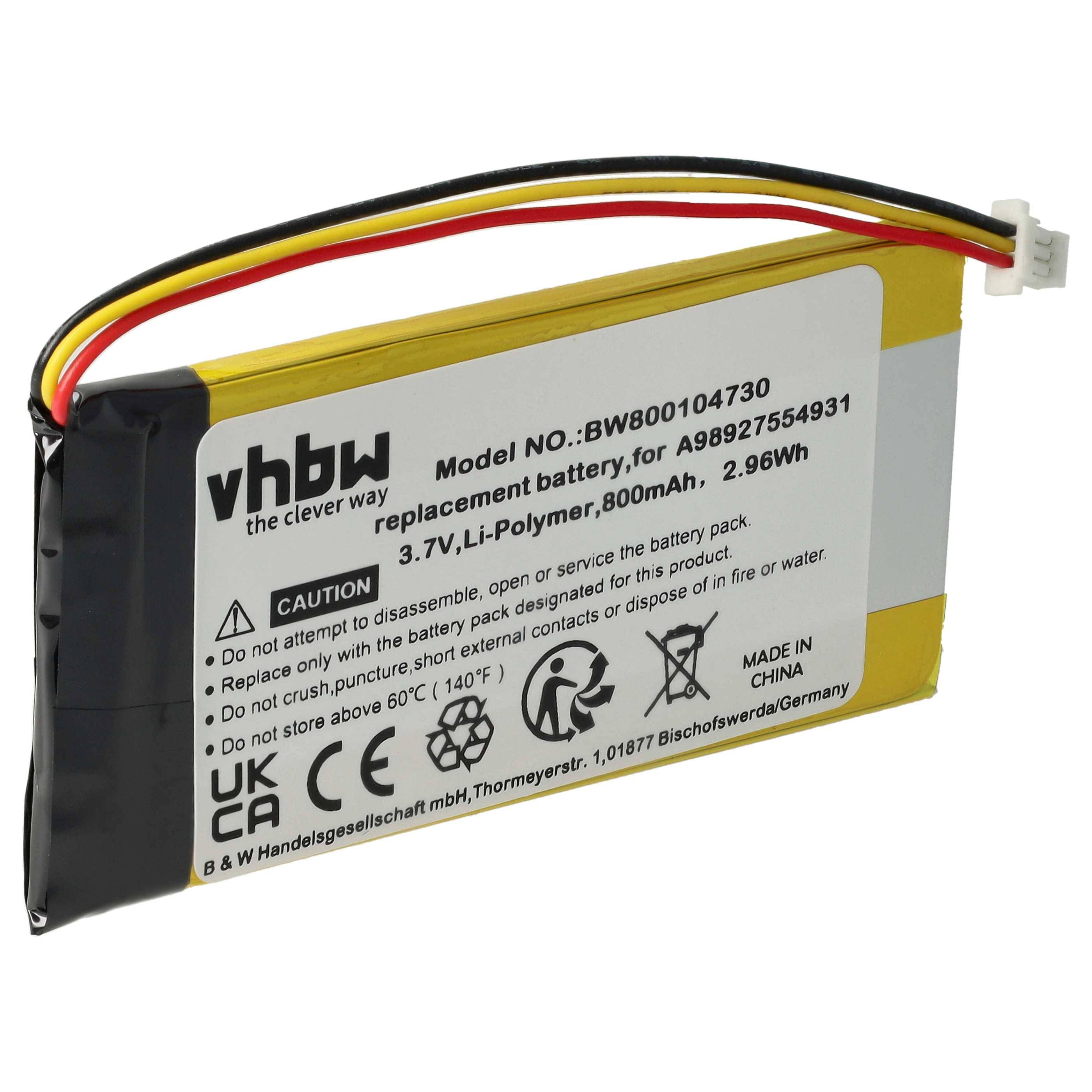 vhbw Akku Ersatz für Sony A98927554931, A98941654402 für eBook Reader (800 mAh, 3,7 V, Li-Polymer)
