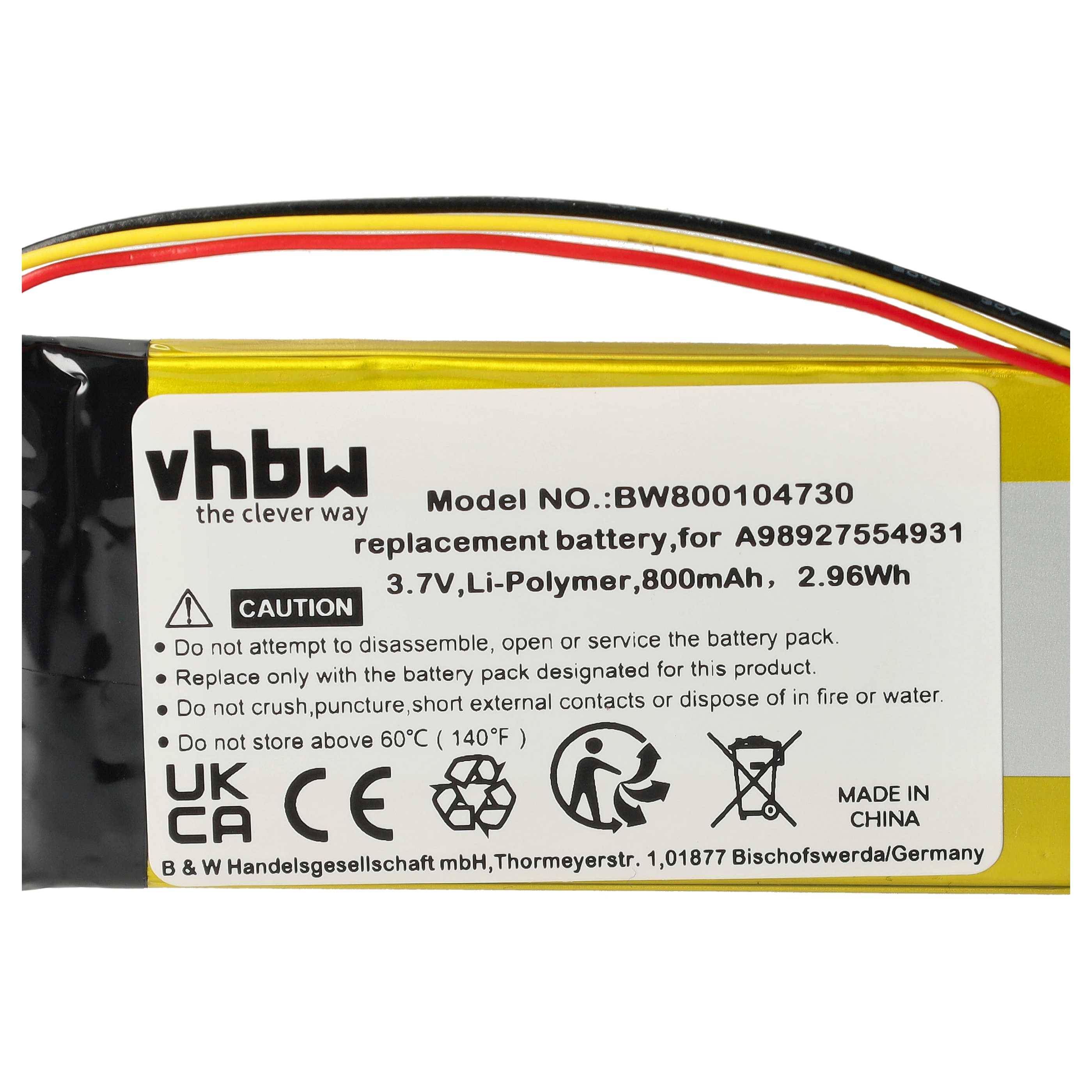 vhbw Akku kompatibel mit Sony Portable Reader PRS-600/RC, PRS-600/BC, PRS-600 eBook Reader (800 mAh, 3,7 V, Li-Polymer)