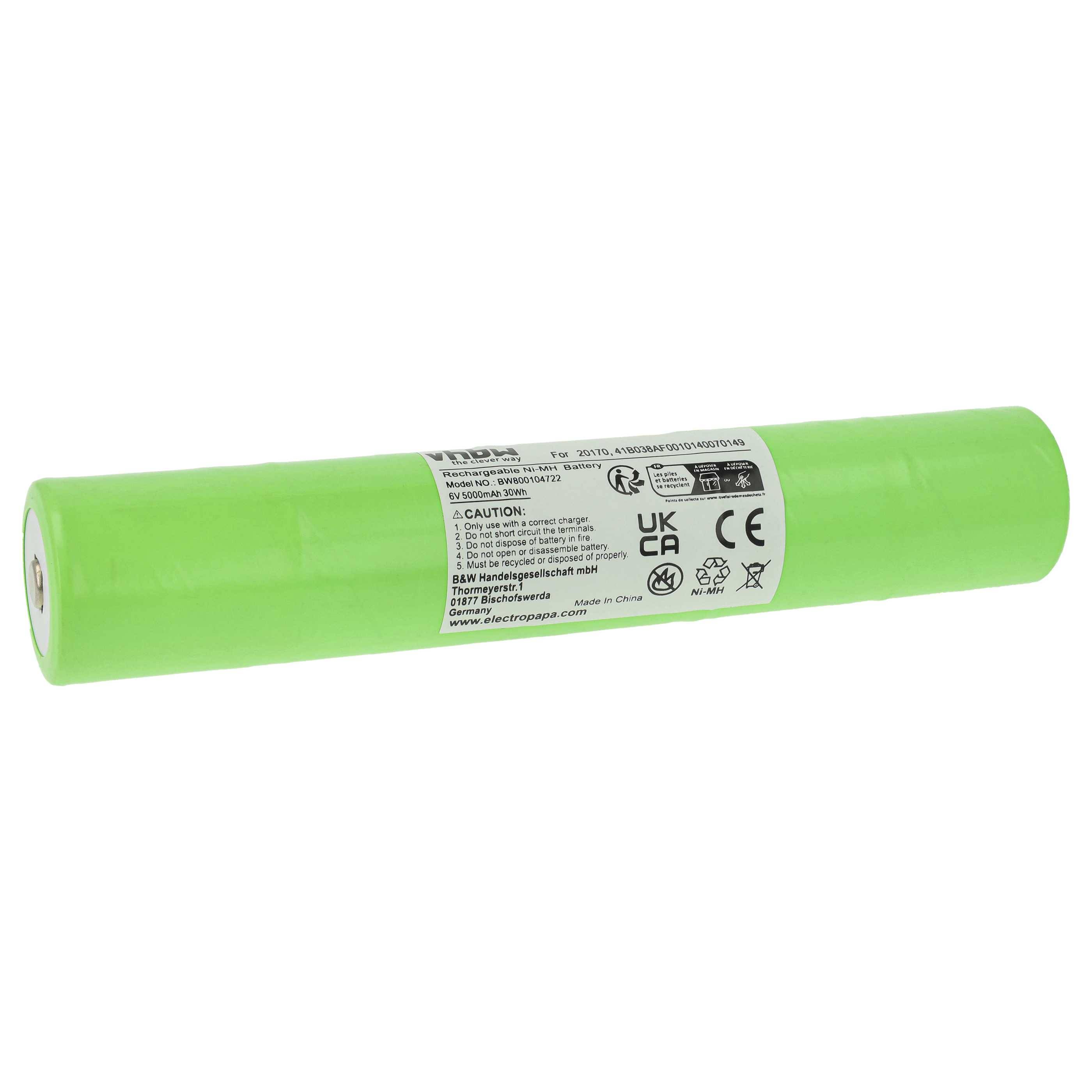vhbw Akku kompatibel mit Ericsson 41B038AF00101, 40070149 Taschenlampe Kopflampe (5000 mAh, 6 V, NiMH)