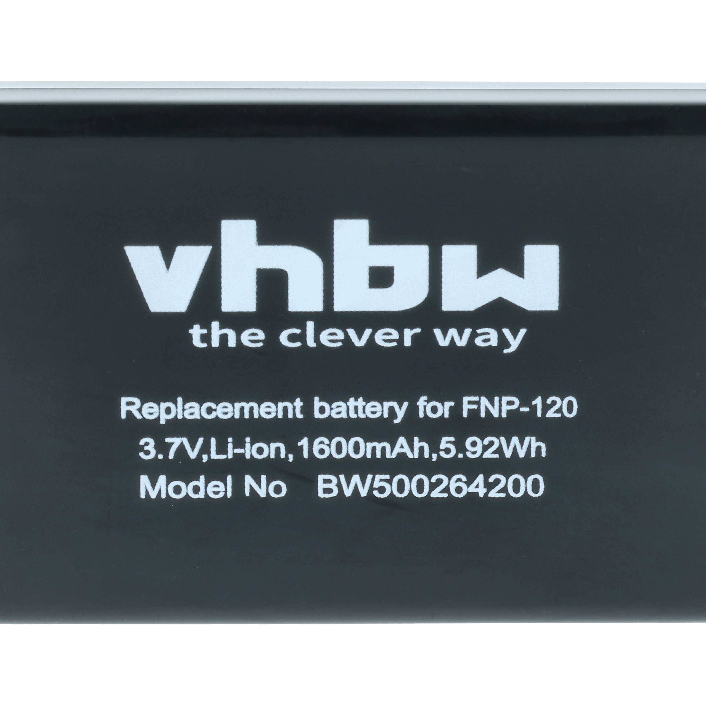 vhbw der clevere Weg' Ersatzakku für FNP-120, 3,7V, Li-ion, 1600mAh, 5,92Wh, Modell-Nr. BW500264200.
