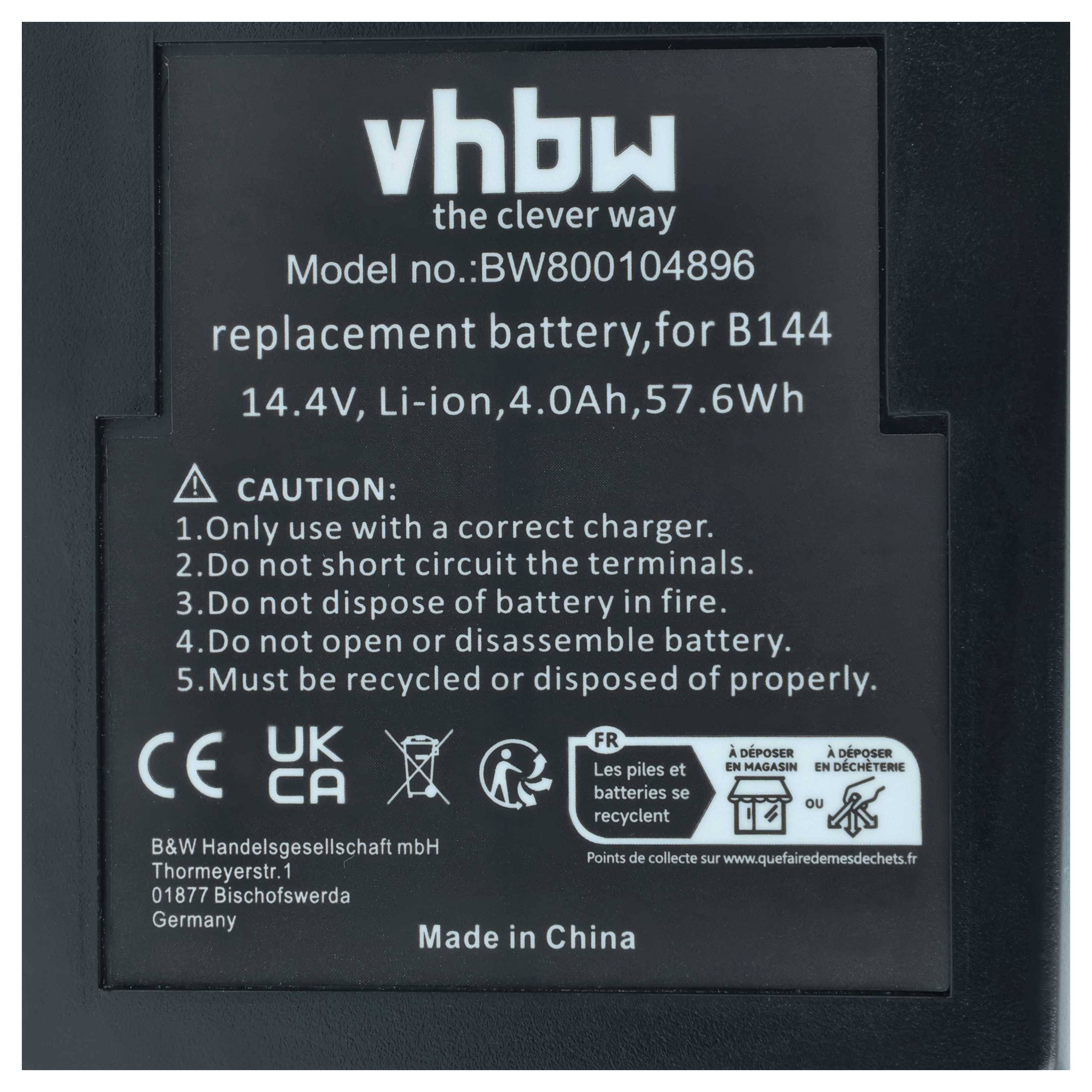 vhbw 2x Akku Ersatz für Hilti 273114, YTB327, B144, B 144/2.6 für Werkzeug (4000 mAh, Li-Ion, 14,4 V)