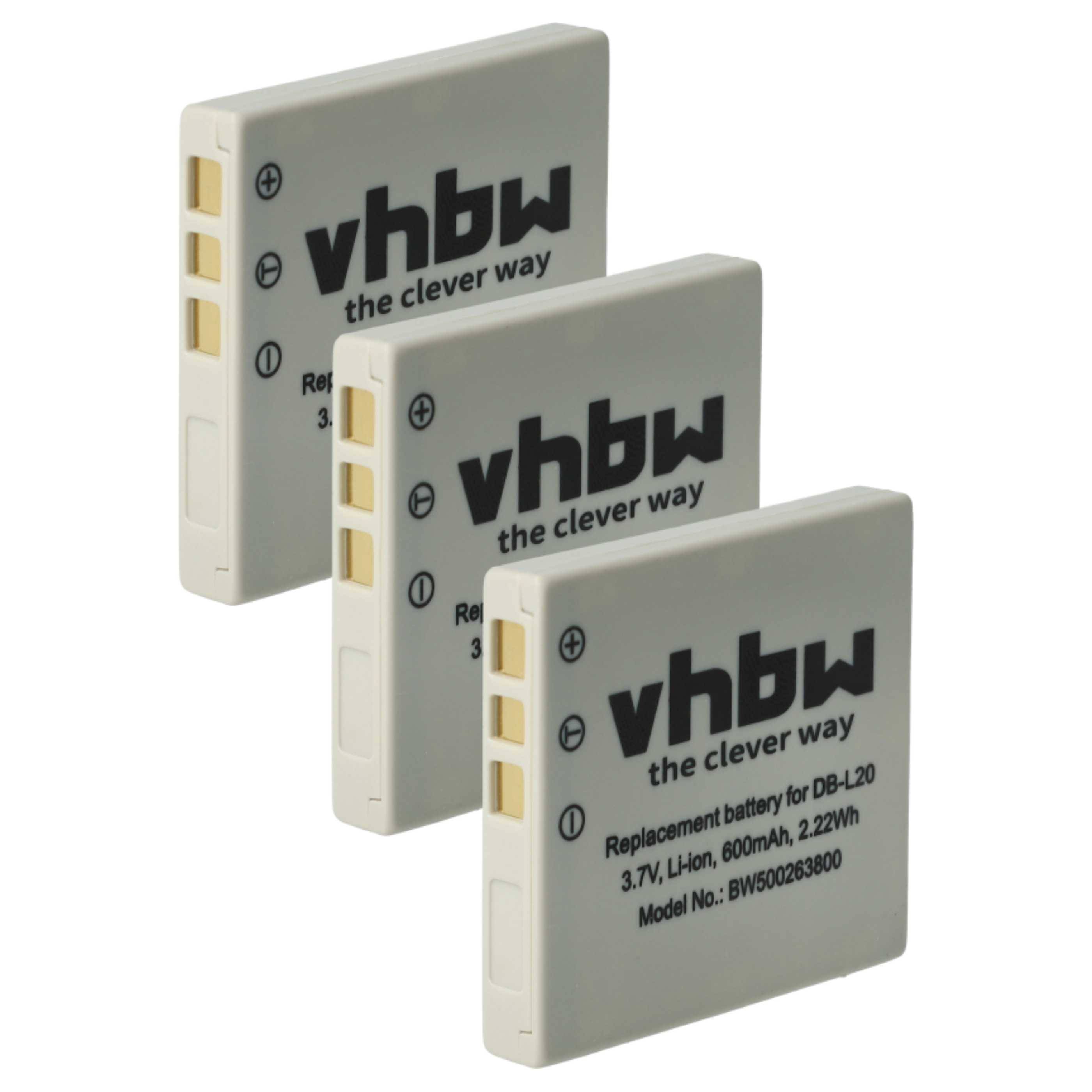vhbw 3x Akku kompatibel mit Sanyo Xacti DMX-C1, DMX-CA65, VPC-C1, DSC-C4, DSC-C5, DSC-E6, DSC-J4 Videokamera Camcorder (550 mAh, 3,6 V, Li-Ion)