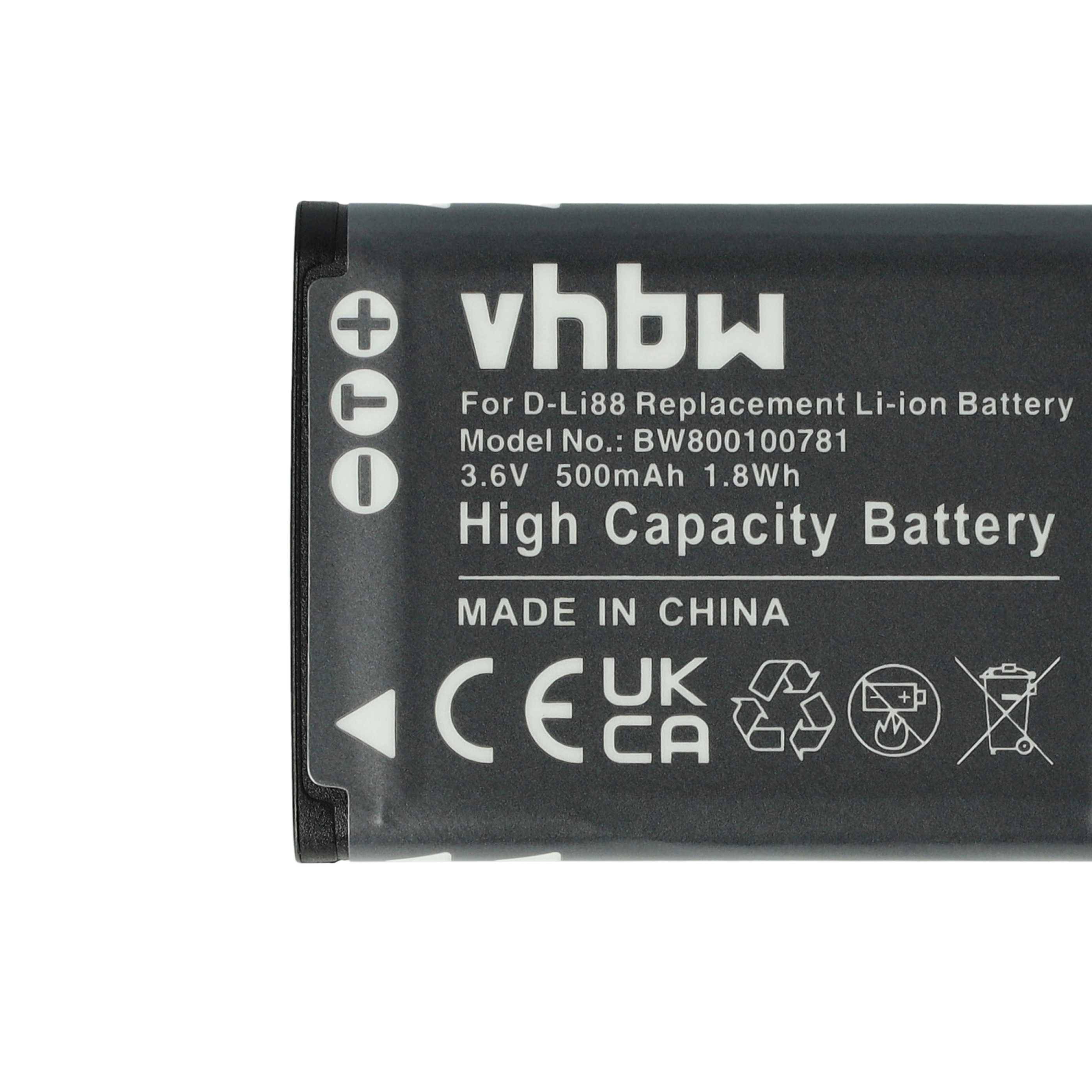 vhbw 3x Akku kompatibel mit Sanyo Xacti VPC-CG20, VPC-CG100, VPC-CG21, VPC-CG11, VPC-CS1, VPC-CA100 Kamera (500 mAh, 3,6 V, Li-Ion)