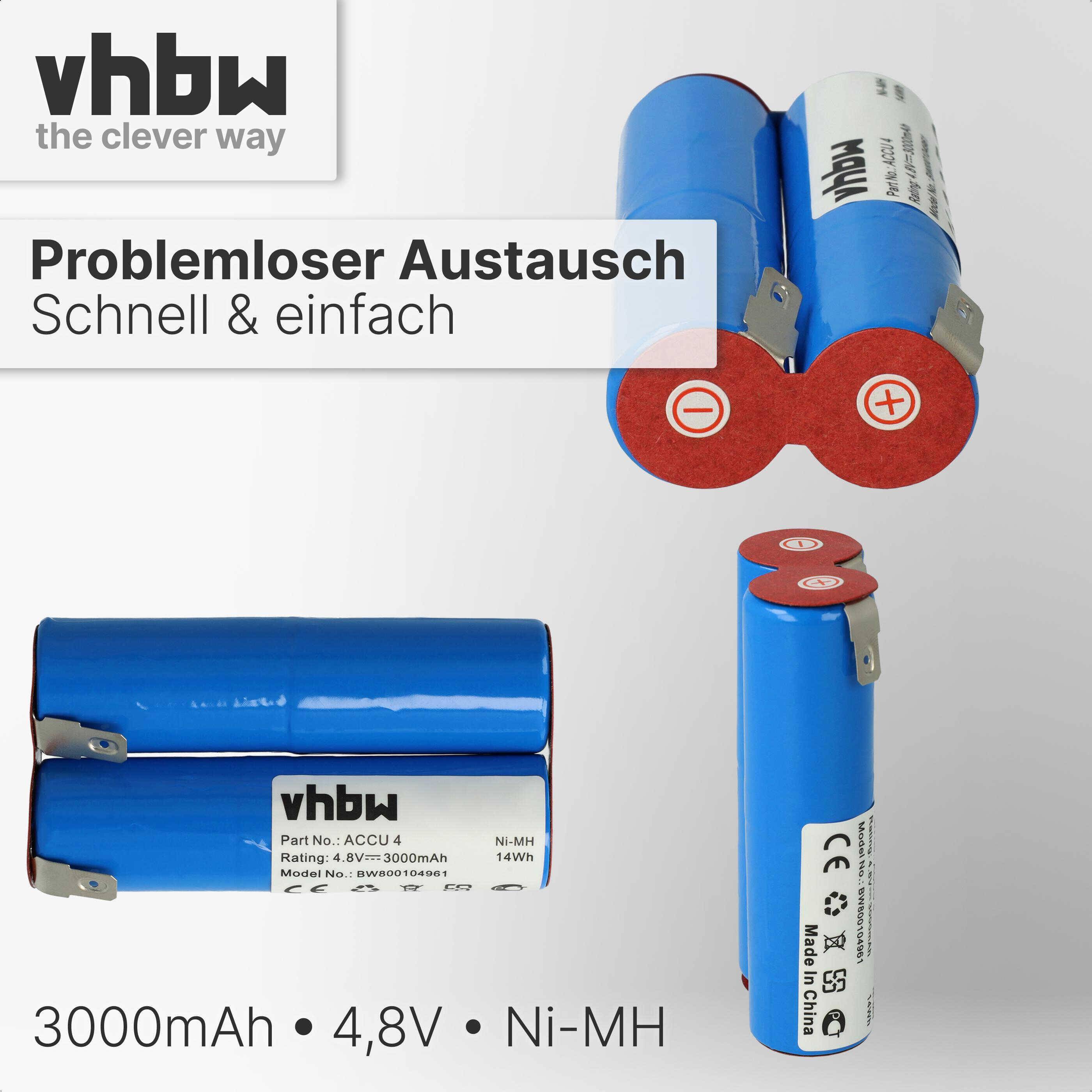 vhbw Akku kompatibel mit Gardena Rasenkantenschere Accu 4 (2505) Grasschere, Grasschneider - Ersatz für Accu4, TBGD430MU - (NiMH, 3000mAh, 4.8V)