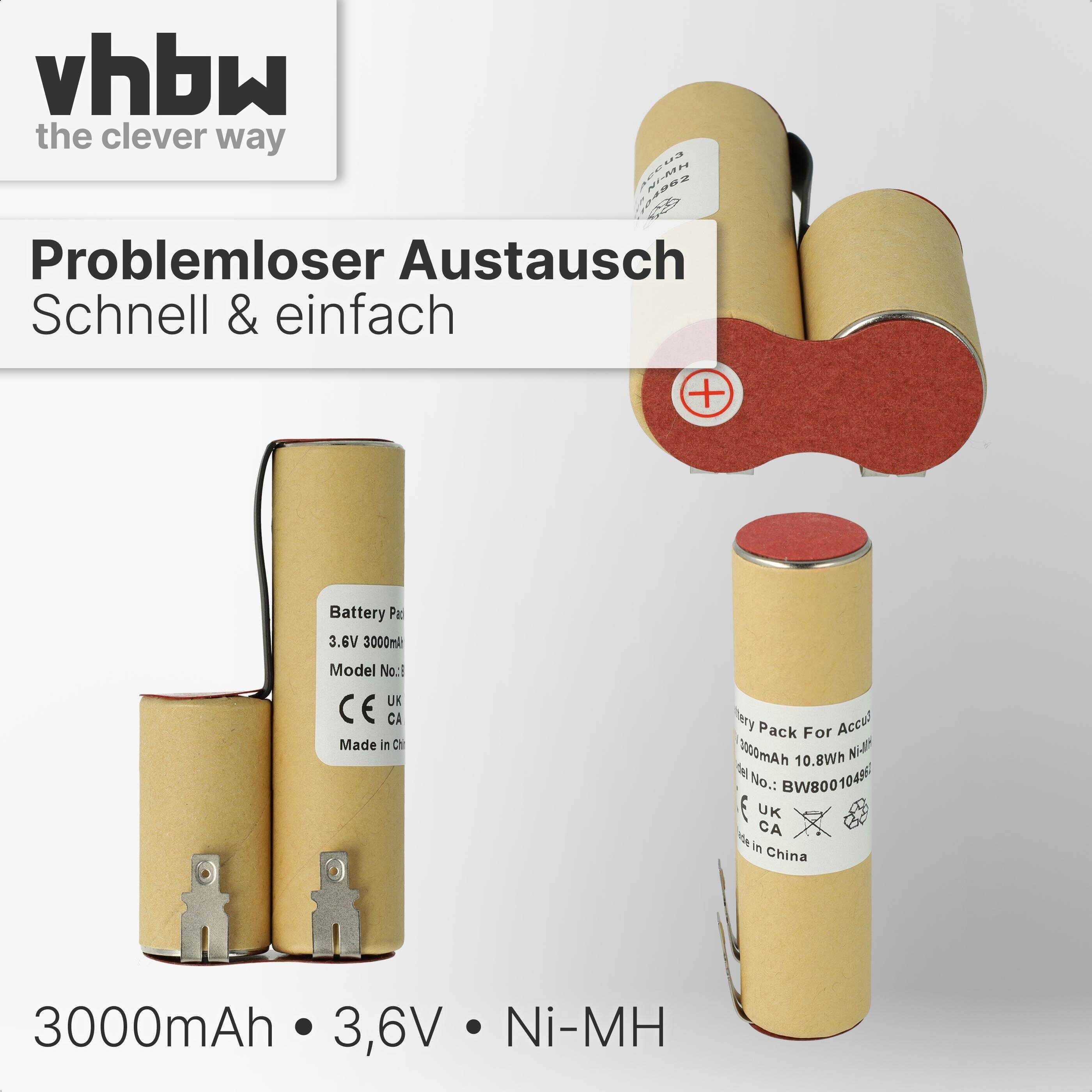 vhbw Akku kompatibel mit Gardena Rasenkantenschere Accu 3 (Standard, 2315, 2500) Rasen-Schere, Gartenschere - Ersatz für Accu3 - (NiMH, 3000mAh