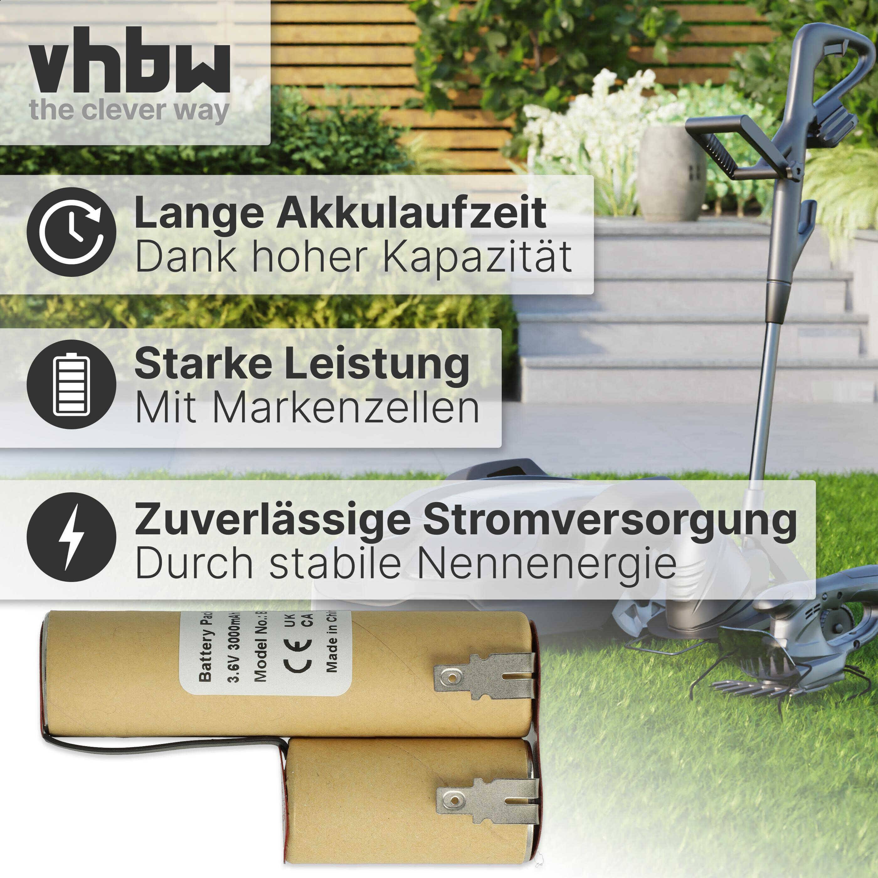 vhbw Akku kompatibel mit Gardena Rasenkantenschere Accu 3 (Standard, 2315, 2500) Rasen-Schere, Gartenschere - Ersatz für Accu3 - (NiMH, 3000mAh