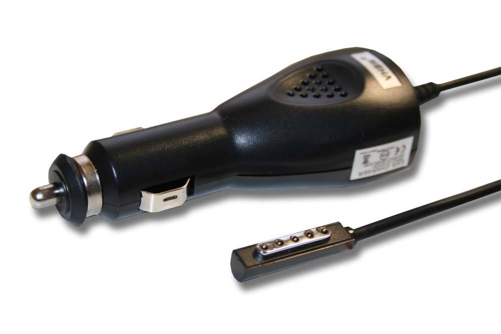 vhbw KFZ-Ladekabel kompatibel mit Microsoft Surface Pro 2 128GB, Pro, Pro 256GB Notebook, Tablet - 12V Ladegerät Schwarz 3,6 A