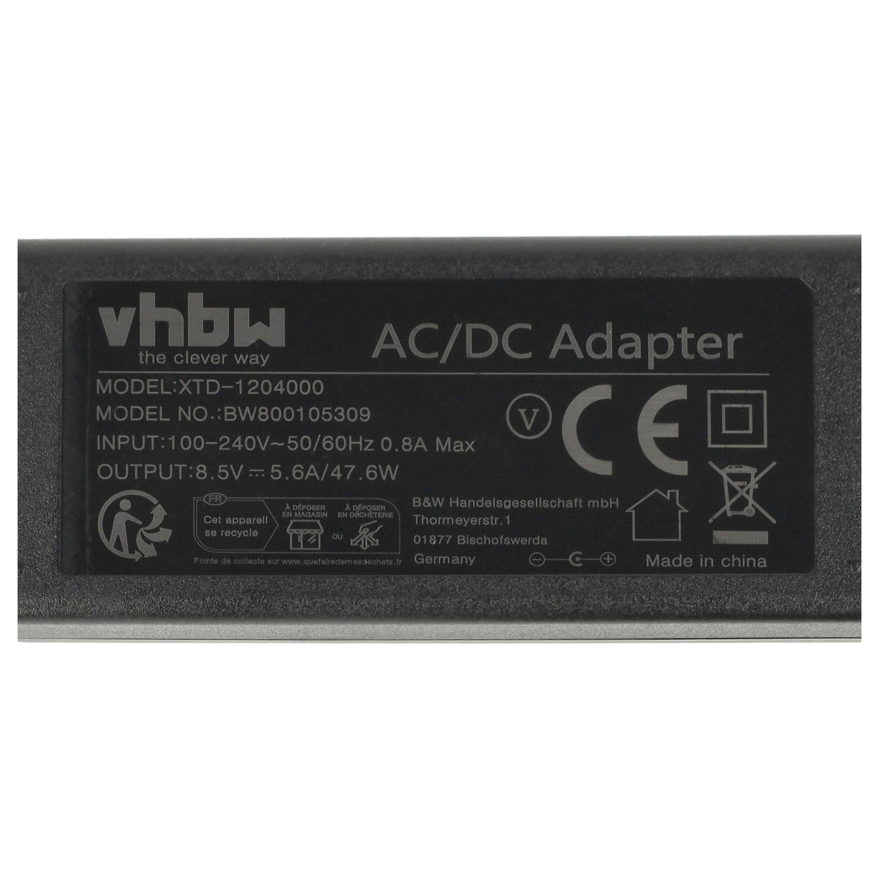 vhbw Netzteil kompatibel mit Sony Playstation 2 & PS2 Slim Line SCPH-7xxxx Modelle: 70004, 75004, 77004 - 220V Netzkabel mit Rundstecker 48W
